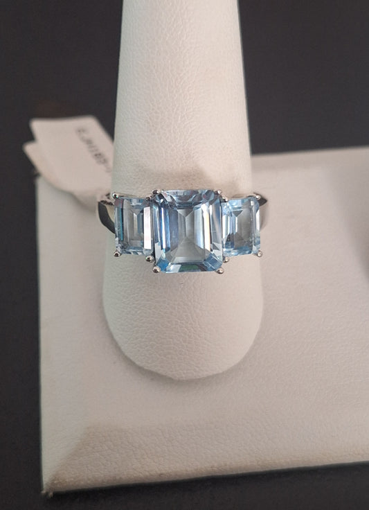 925 Sterling Silver Ring Natural 4ct Blue Topaz