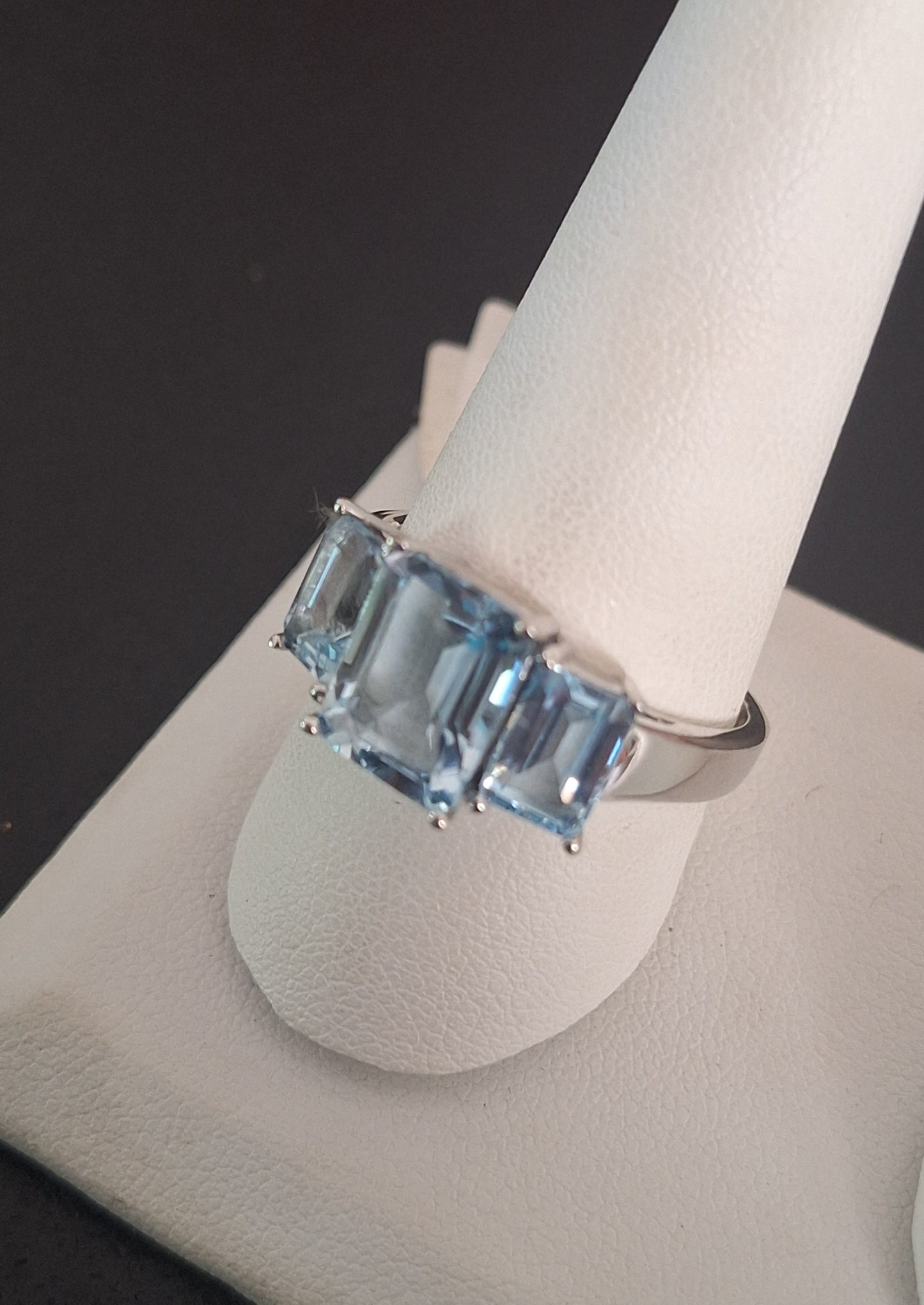 925 Sterling Silver Ring Natural 4ct Blue Topaz