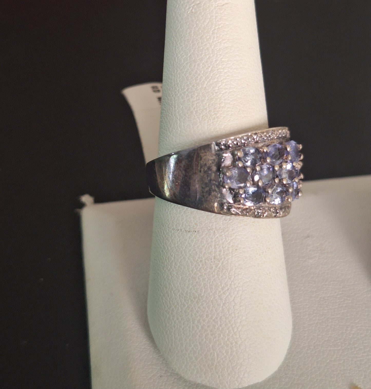 Sterling Silver Tanzanite & White Zircon Ring