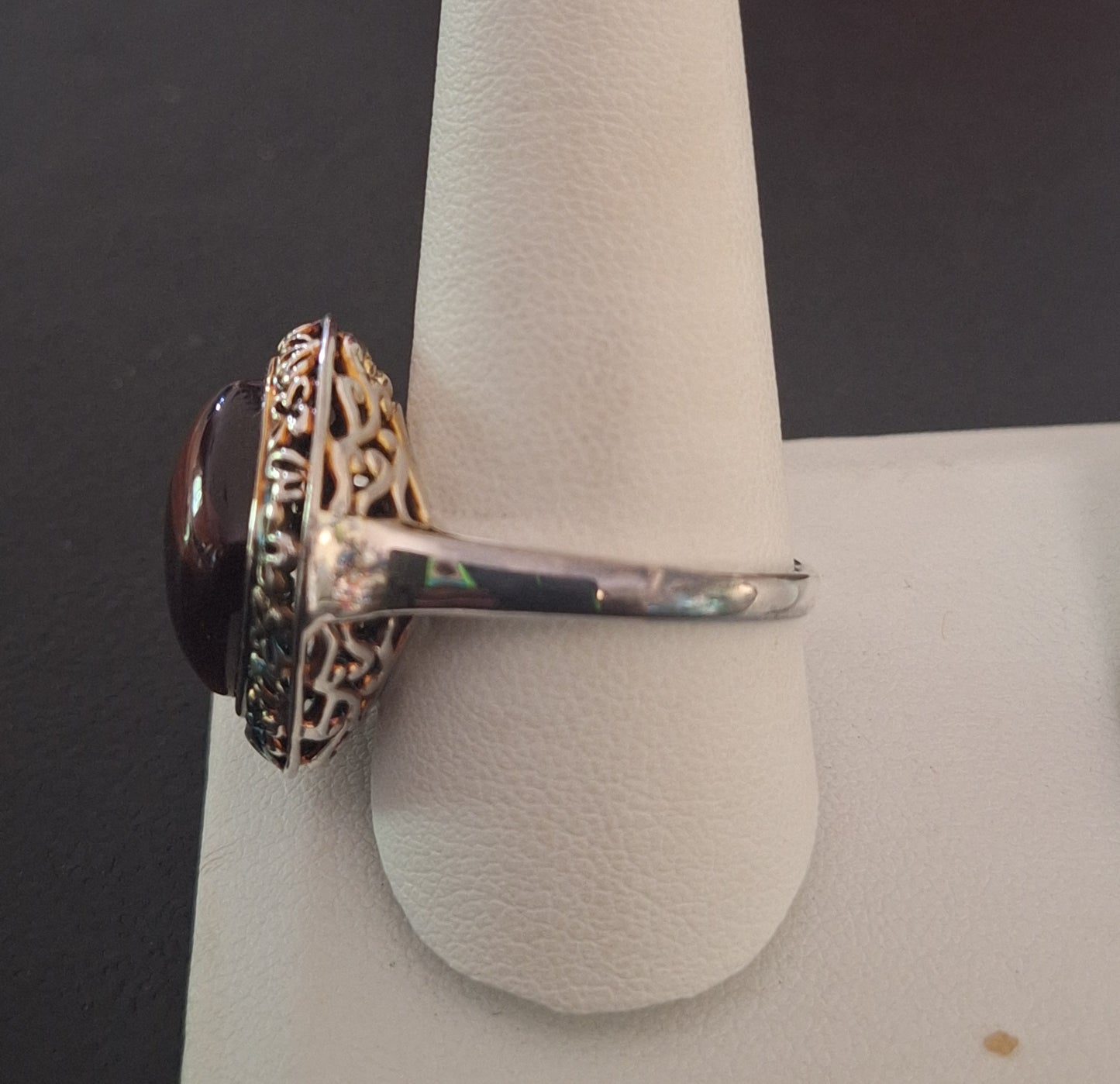 A Sterling Silver Natural Carnelian Gemstone Ring