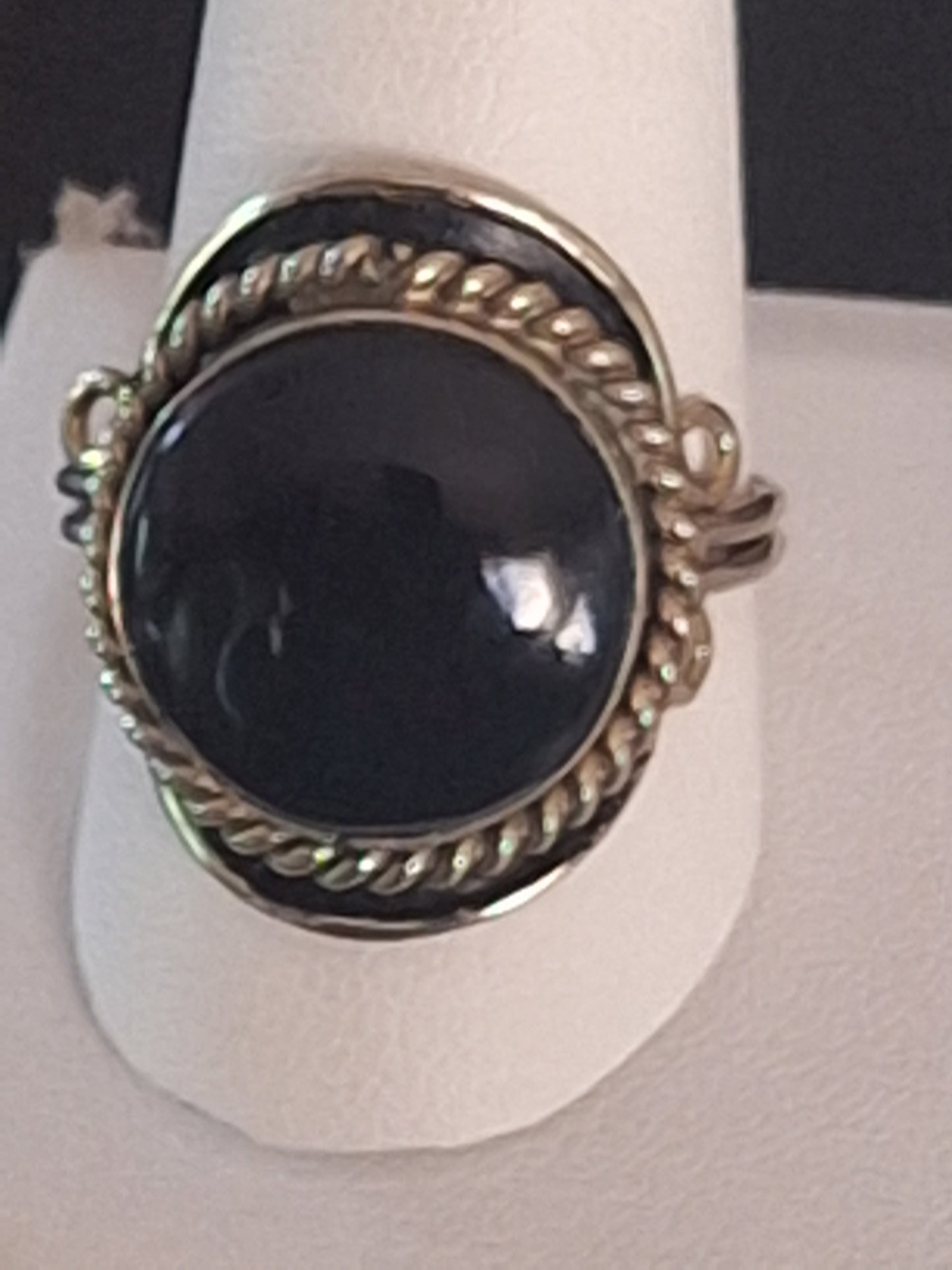 Vintage Hecho In Mexico Sterling Silver Onyx Ring
