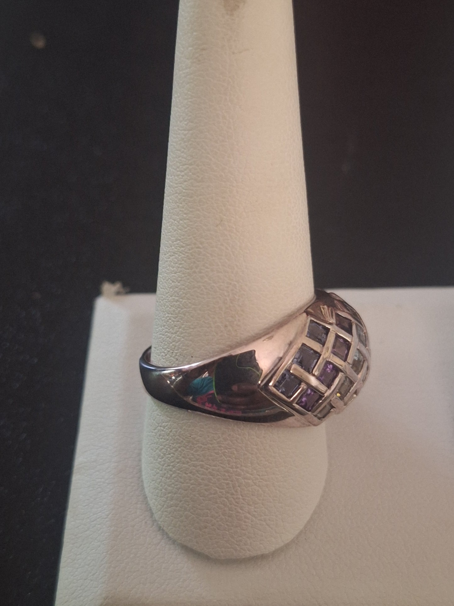 Sterling Silver Ring With Colored Stones