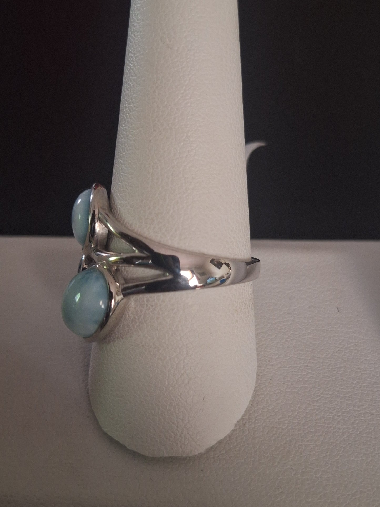 Sterling Silver 925 Larimar Topaz Aquamarine Ring