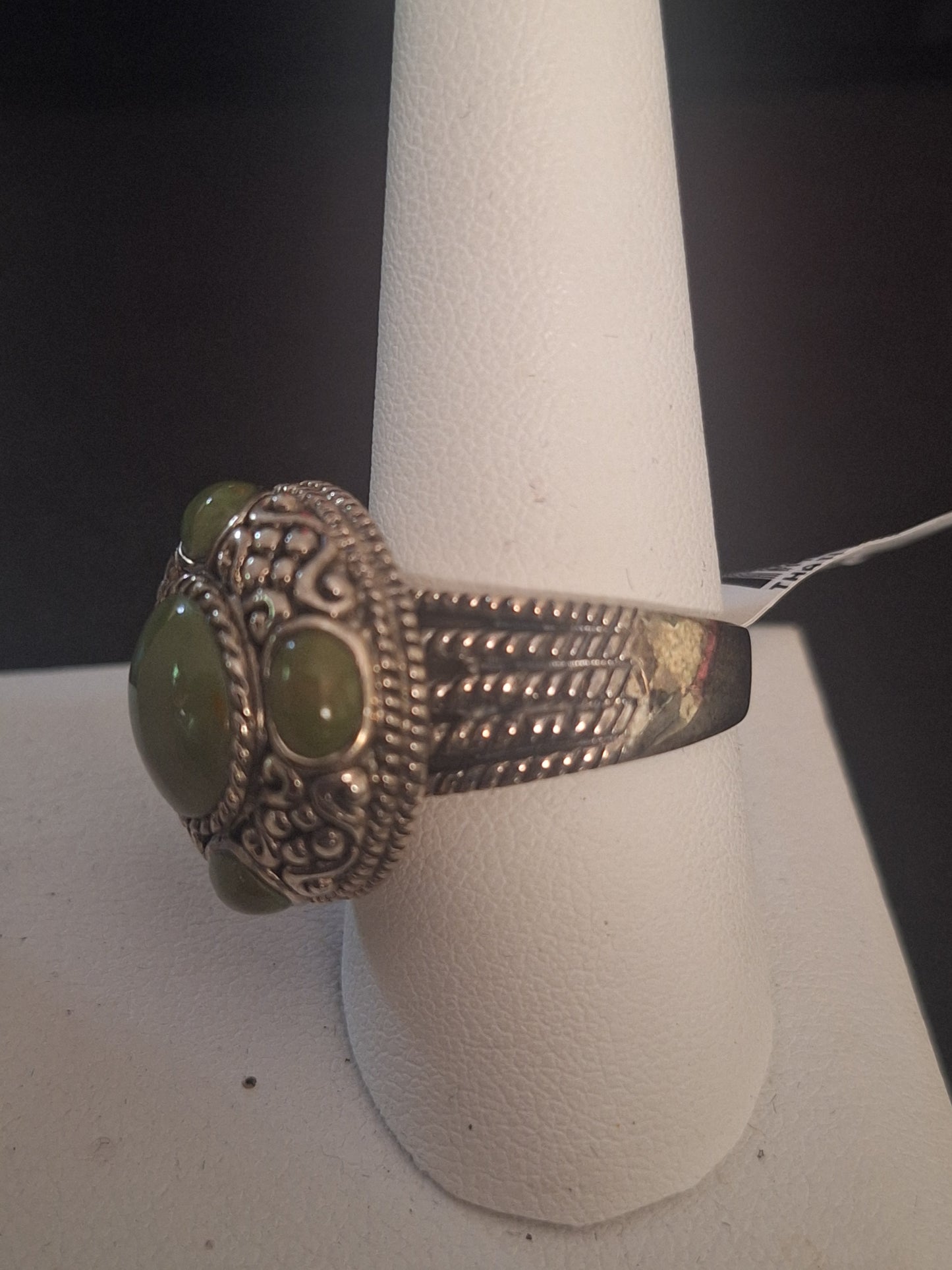 Sterling Silver Natural Jade Ring
