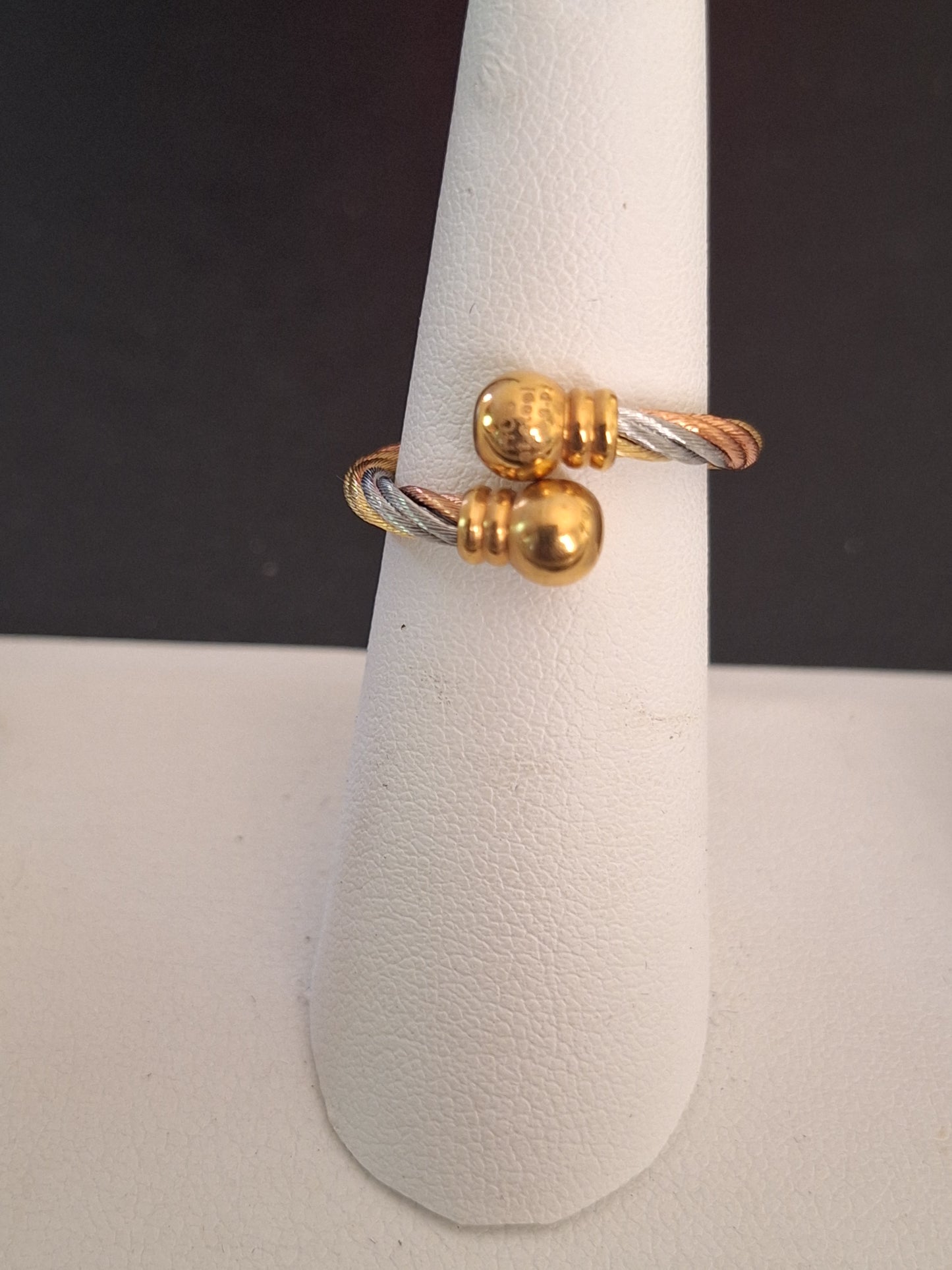 Three Color Twisted Cable Wire Ring Stainless Steel