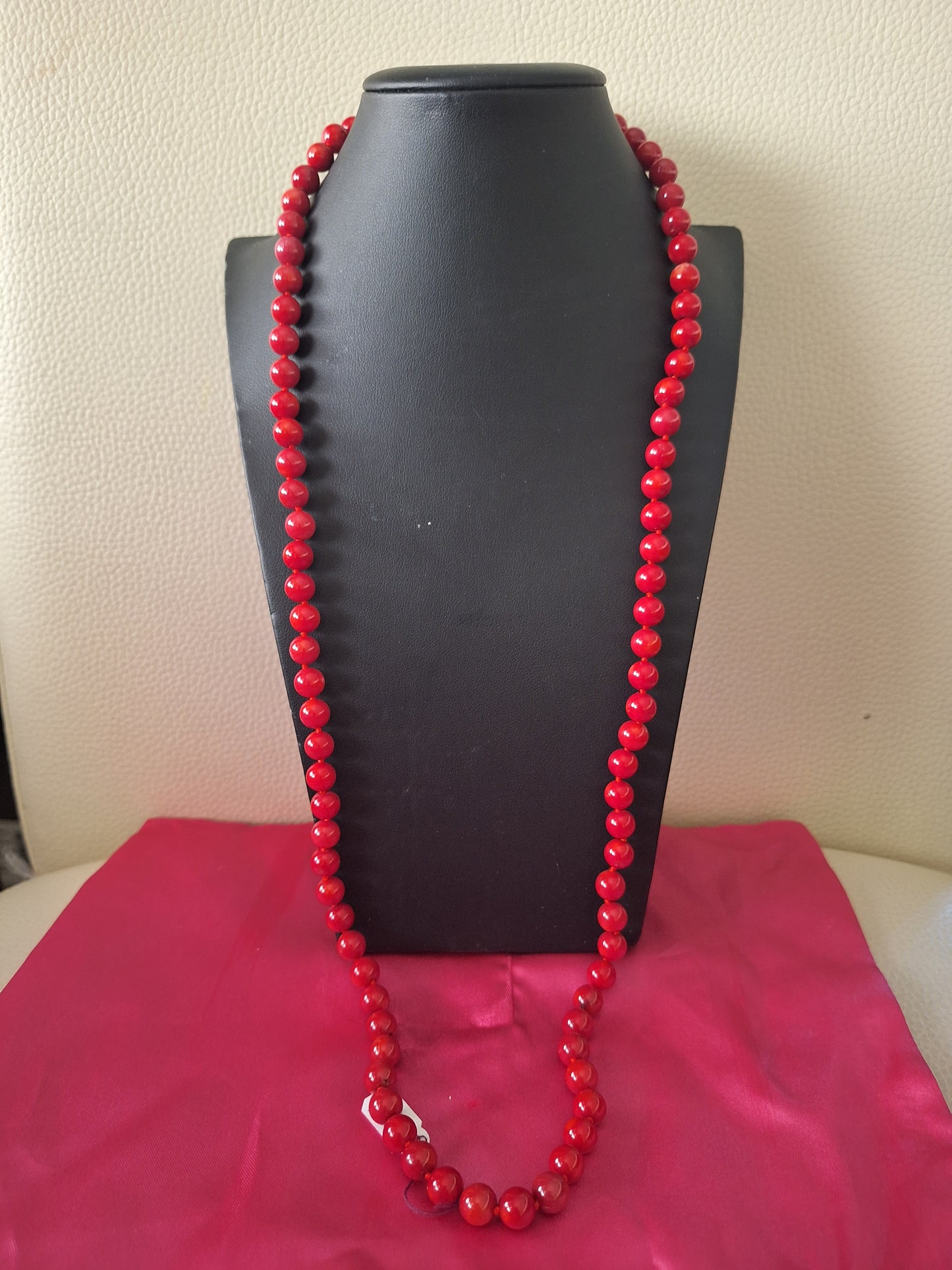 Monet Red Glass Bead Necklace