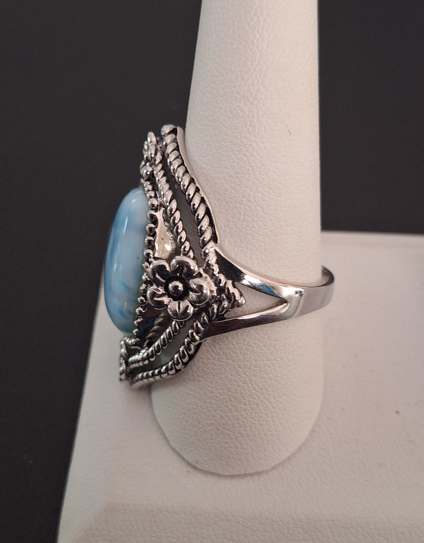 Sterling Silver Larimar Swiss Ring