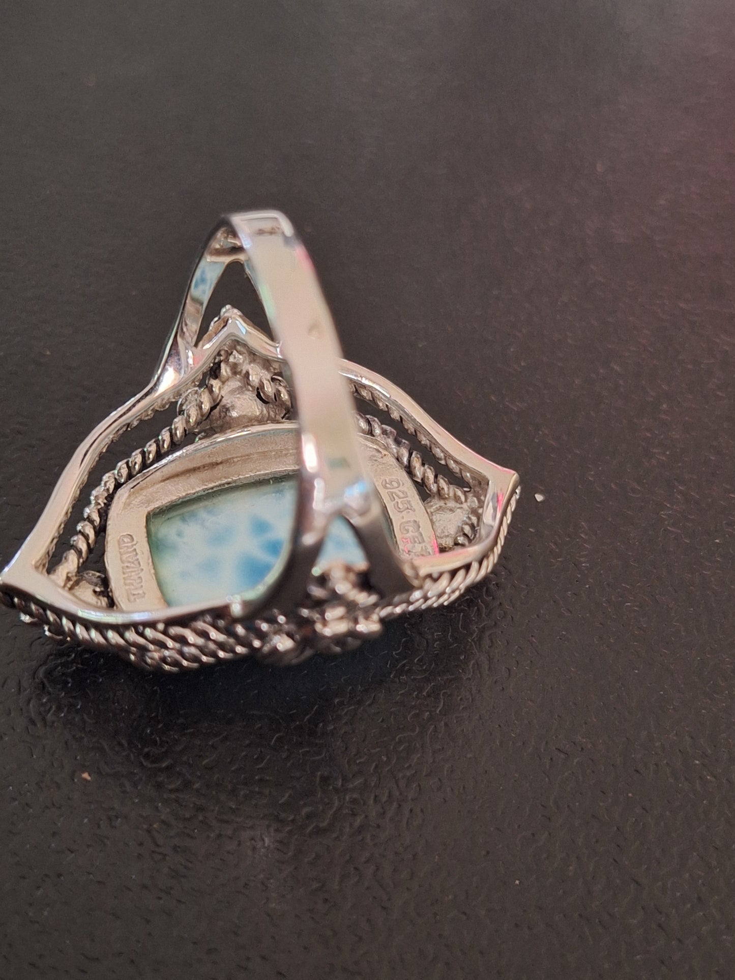 Sterling Silver Larimar Swiss Ring