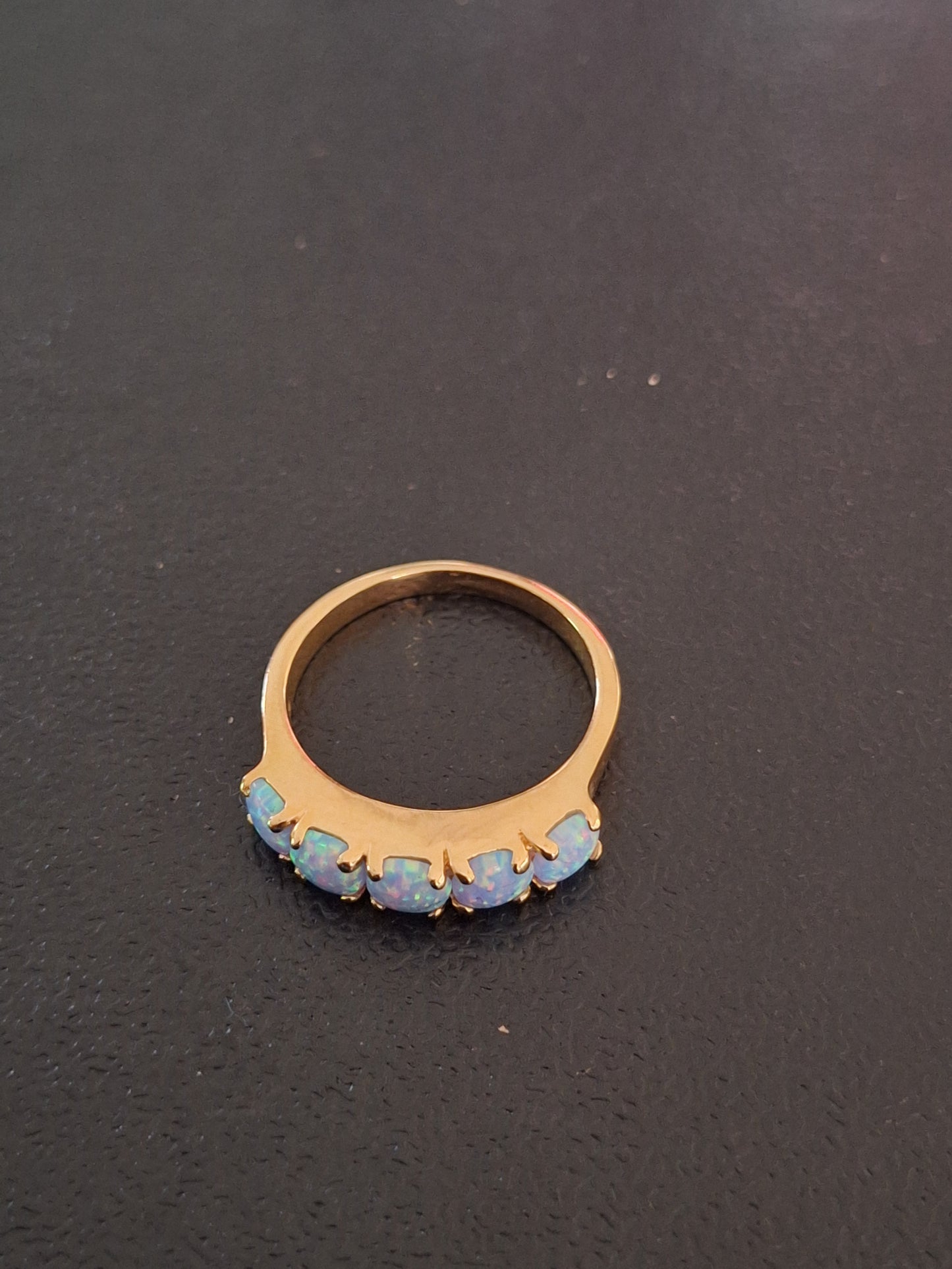 Stunning Vintage 925 Sterling Silver Gold Plated magical pink & white opal gemstone Ring
