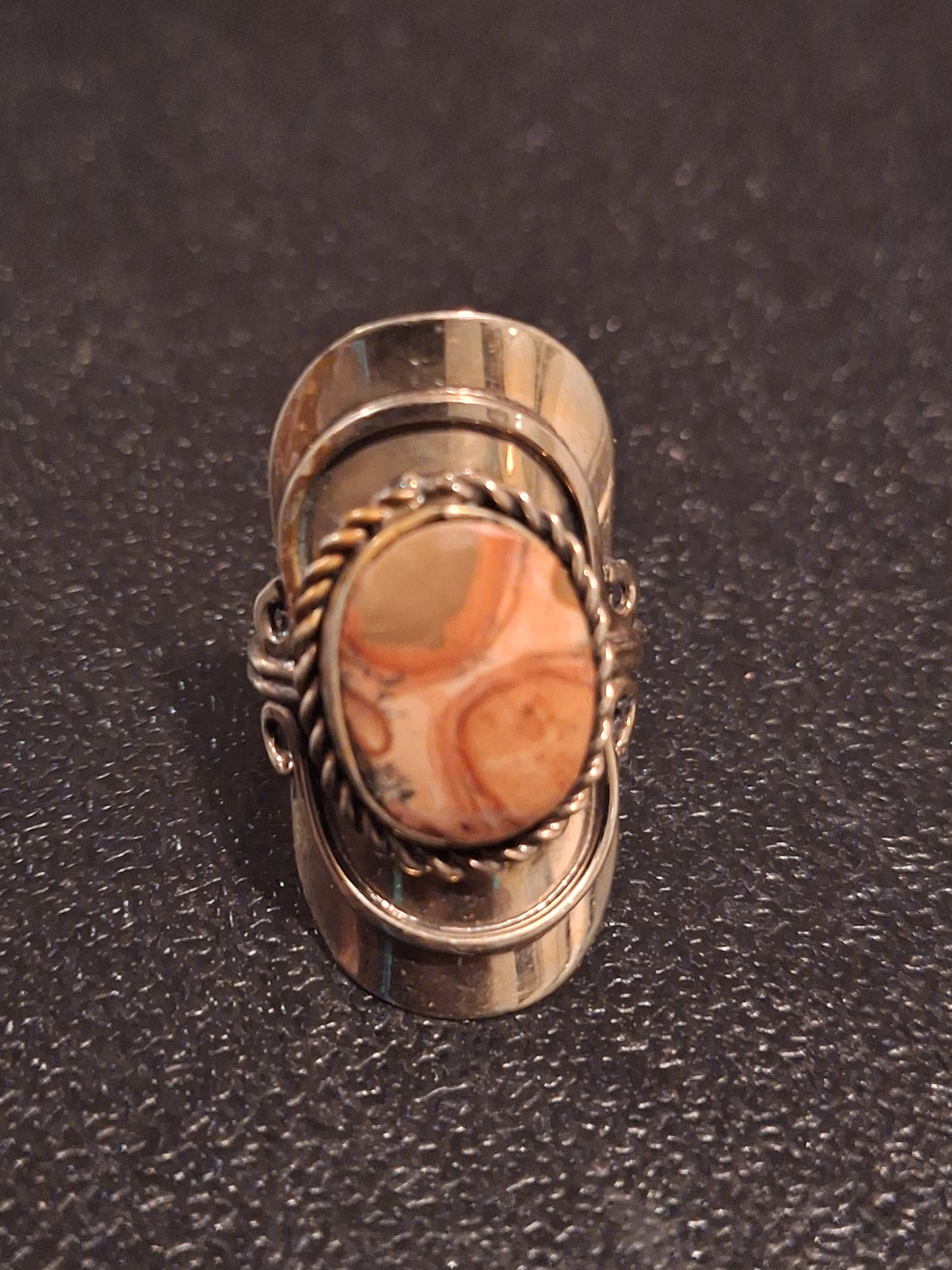 Vintage Sterling Silver Banded Agate Ring