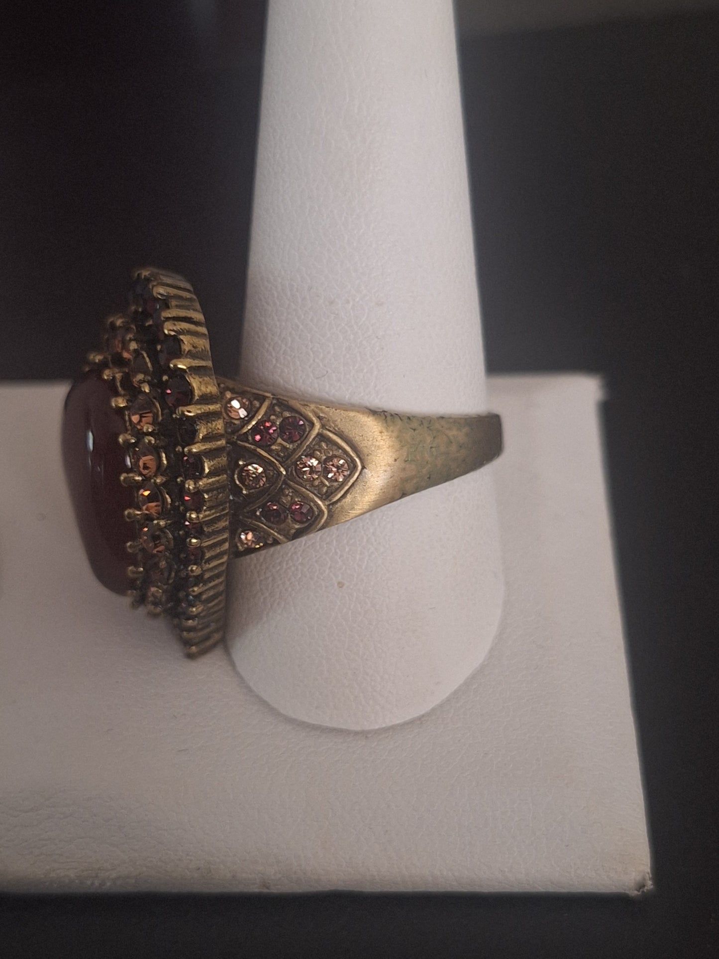 Heidi Daus Teardrop Carnelian Garnet Colored Rhinestone