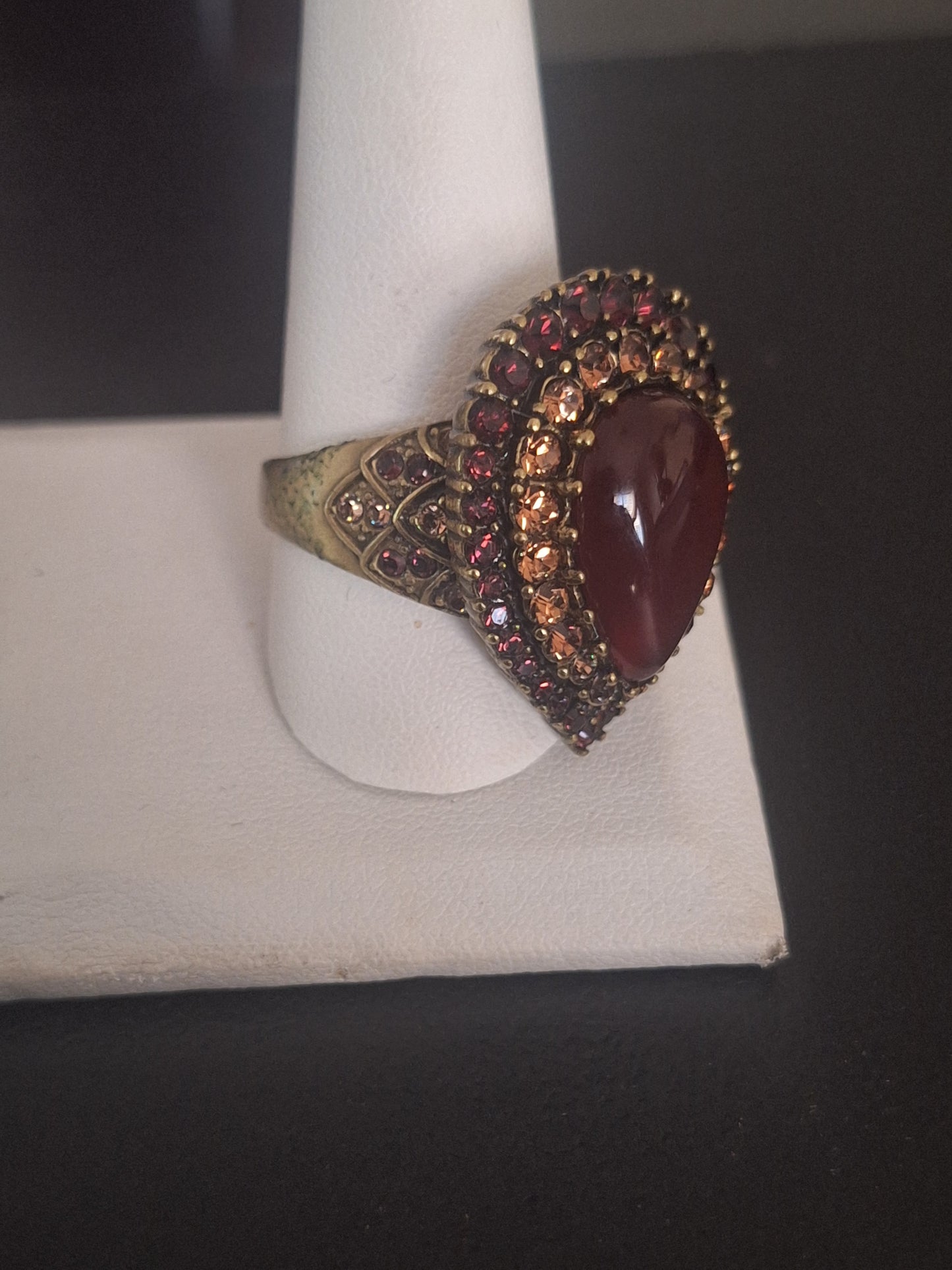 Heidi Daus Teardrop Carnelian Garnet Colored Rhinestone