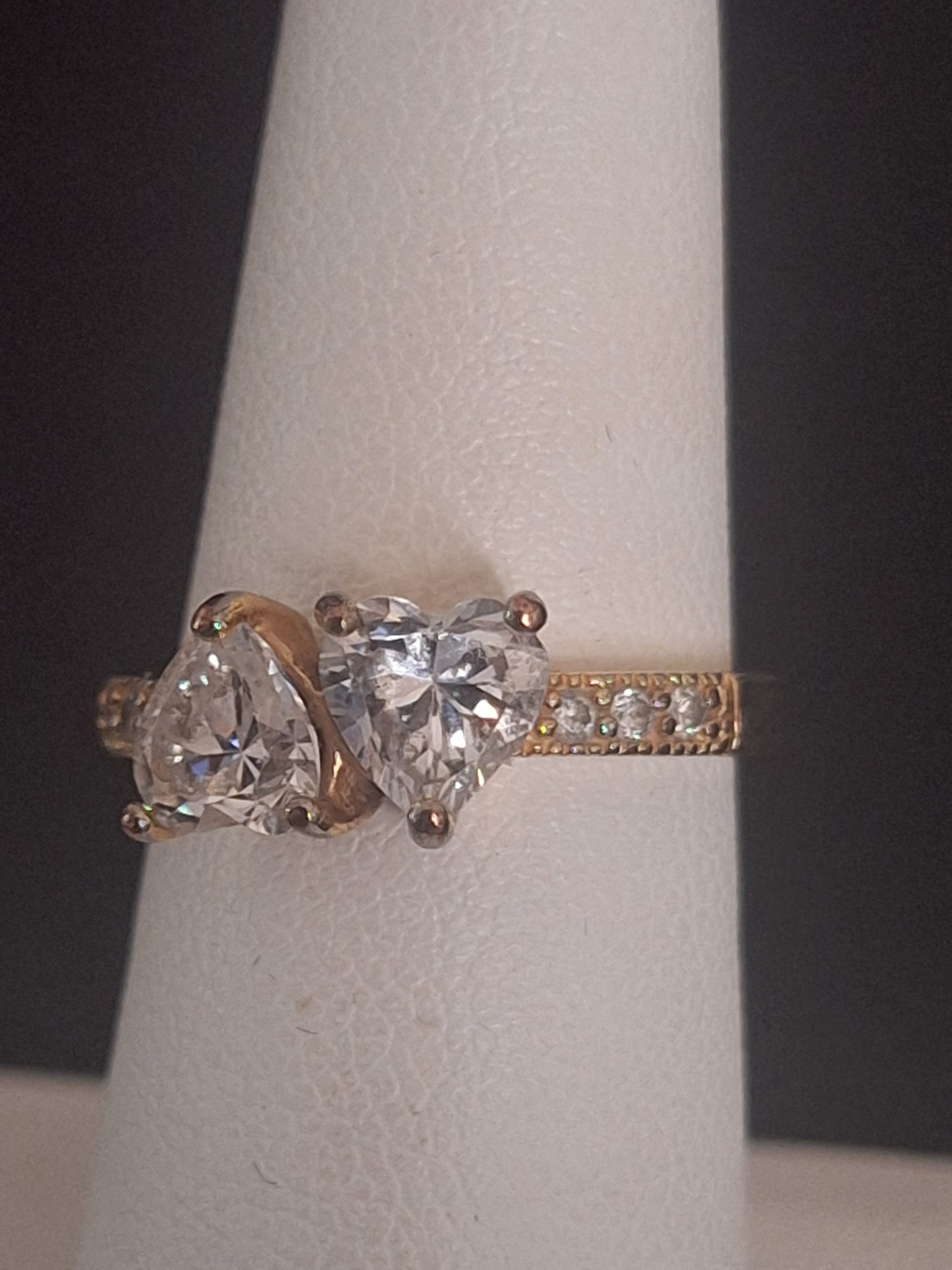 Two Heart-Shaped Clear Cubic Zirconia Stones