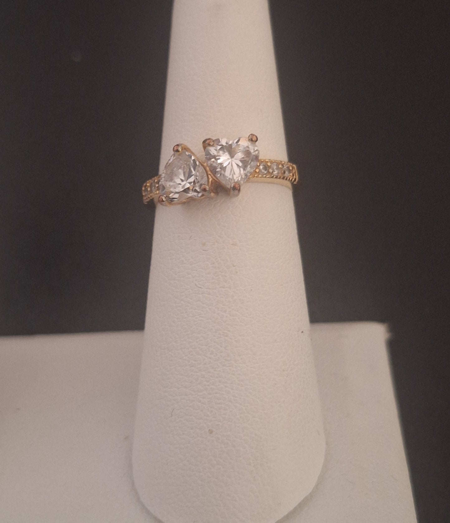 Two Heart-Shaped Clear Cubic Zirconia Stones