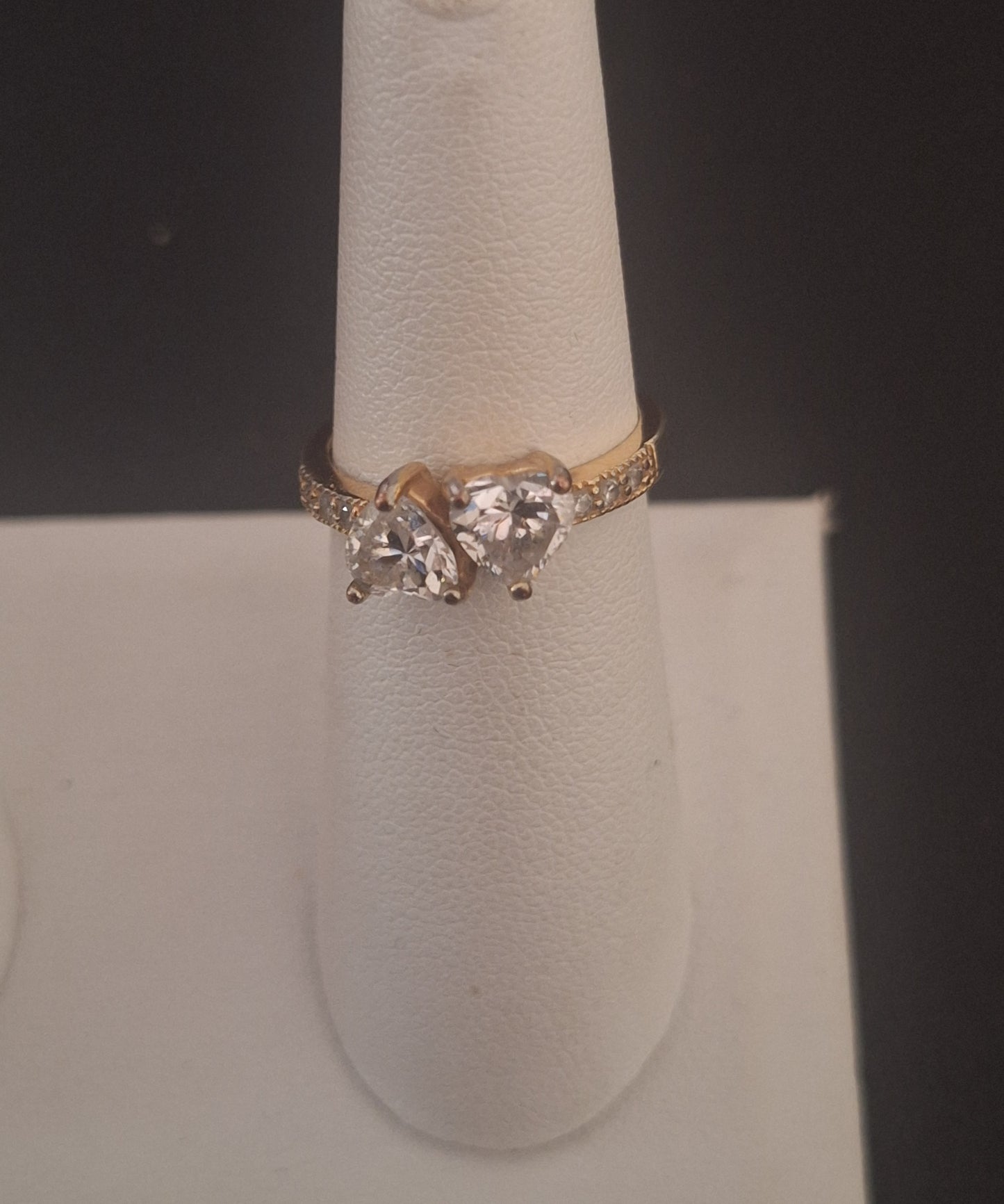 Two Heart-Shaped Clear Cubic Zirconia Stones