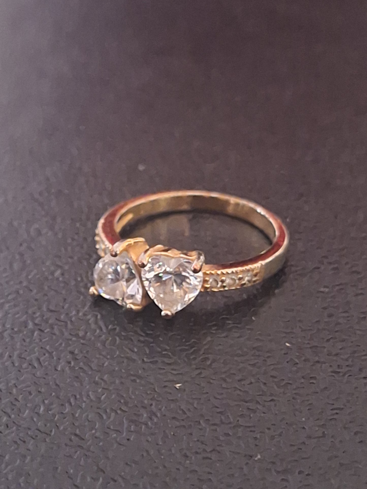 Two Heart-Shaped Clear Cubic Zirconia Stones
