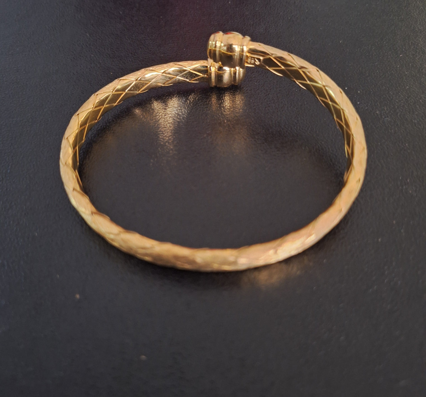 Vintage Italy Etruscan Gold Over Sterling Woven Mesh Cuff Bypass Bracelet