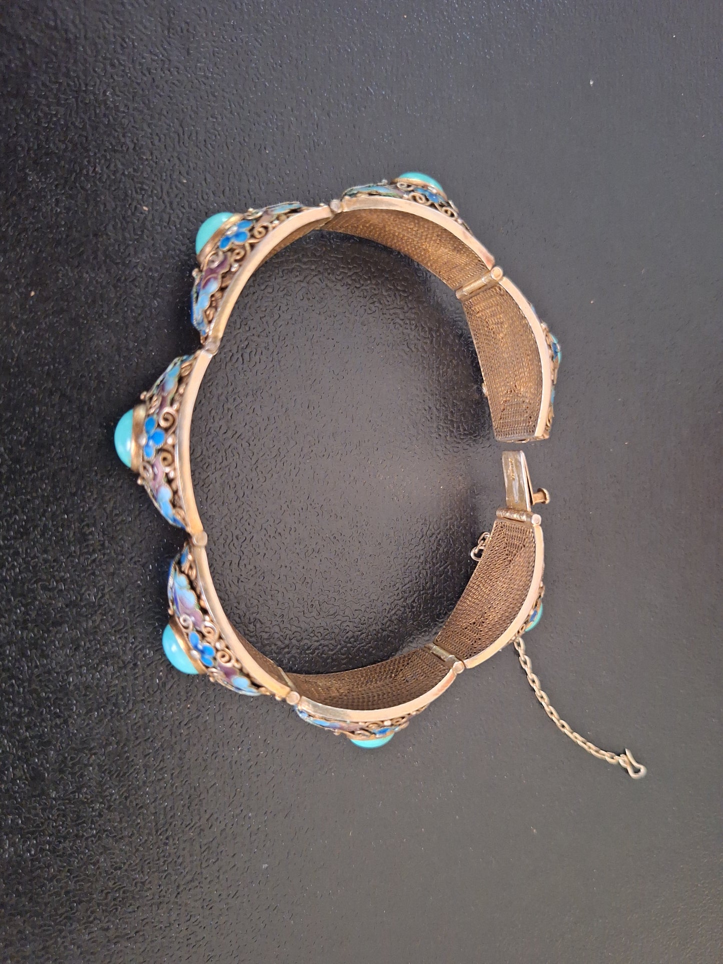Chinese Gilded Silver Turquoise Bracelet