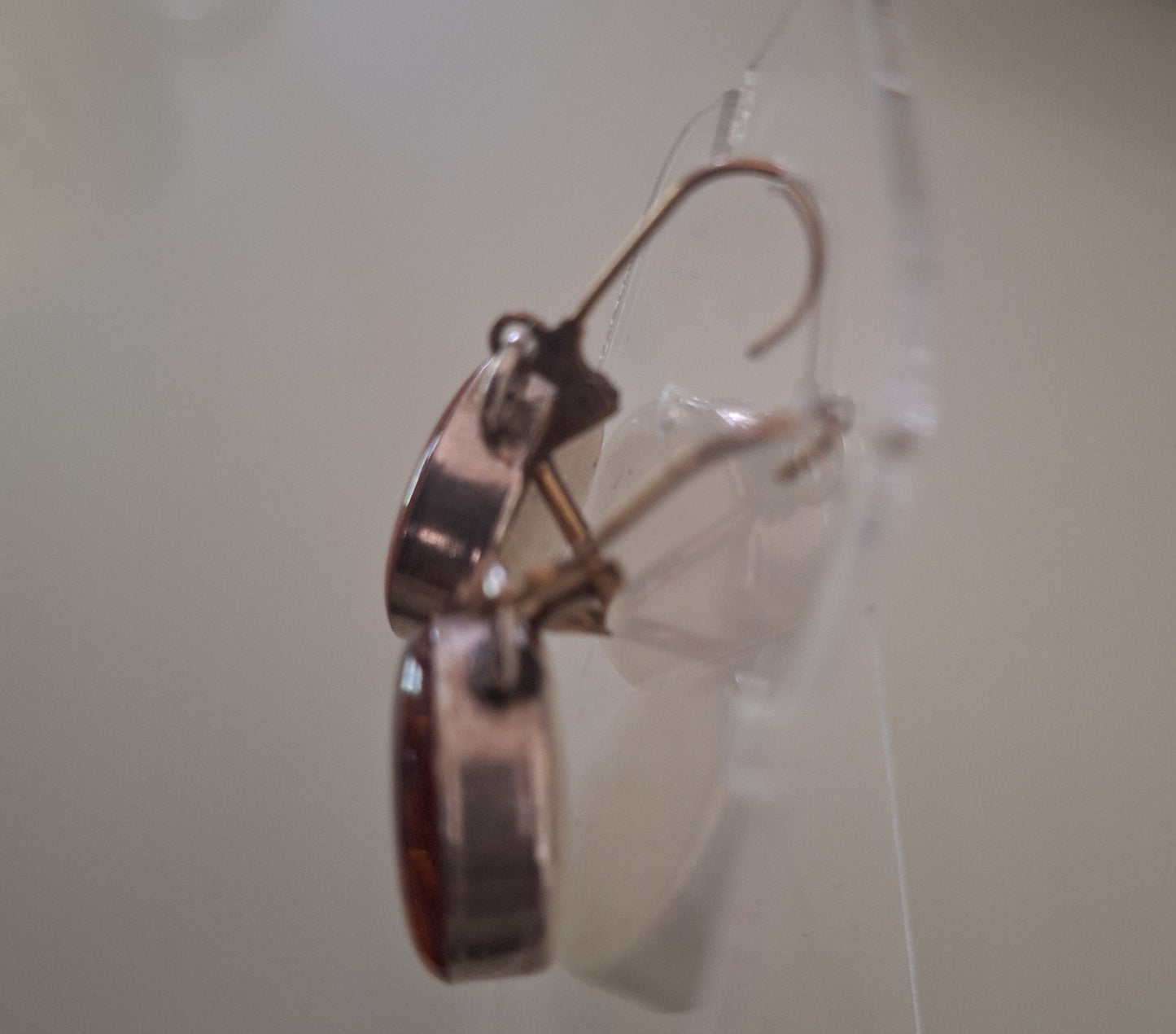 Blood Moon Amber Cabochon Sterling Silver Earrings