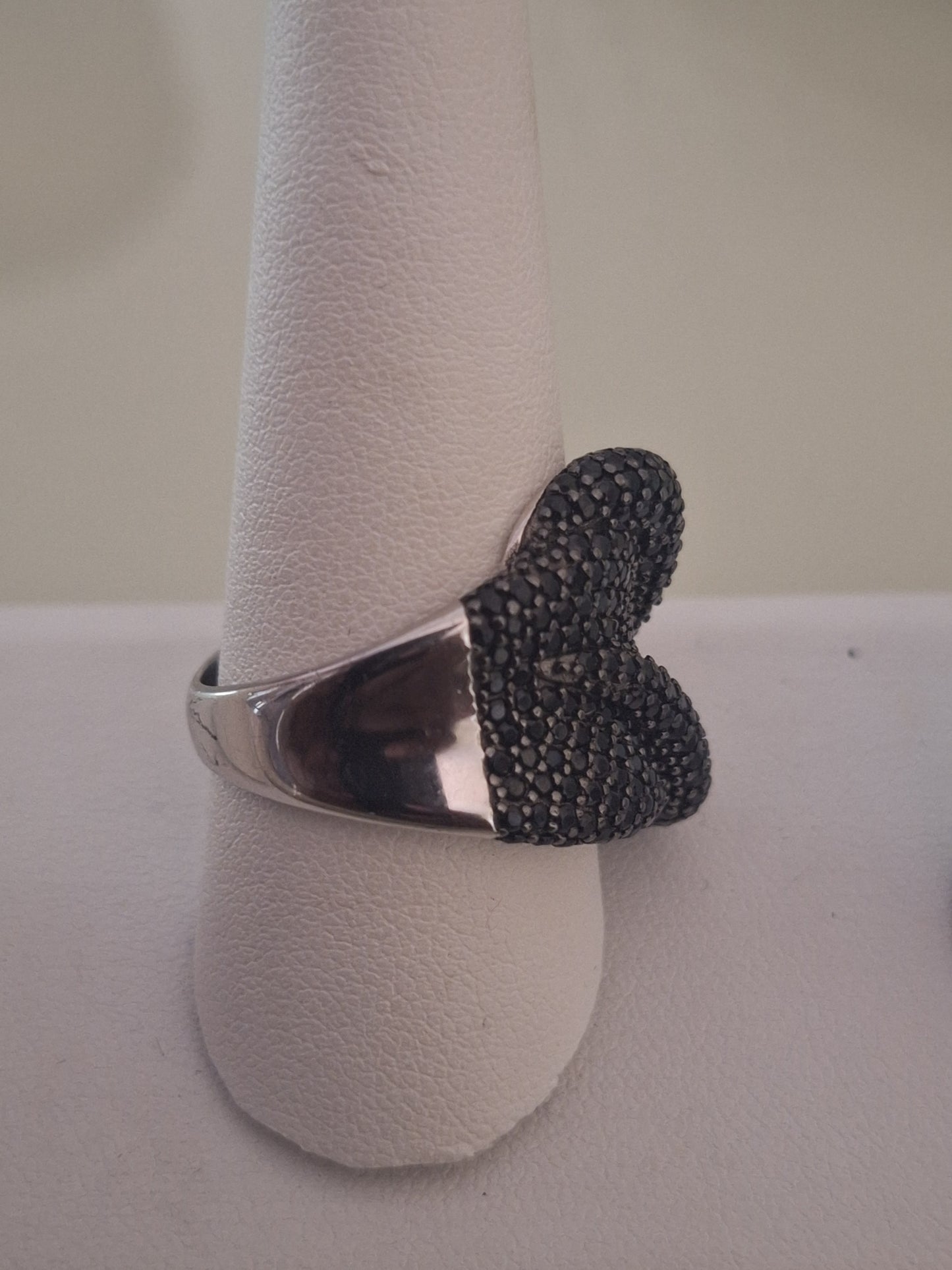Natural Black Spinel Micro Pave Wrap Sterling Silver