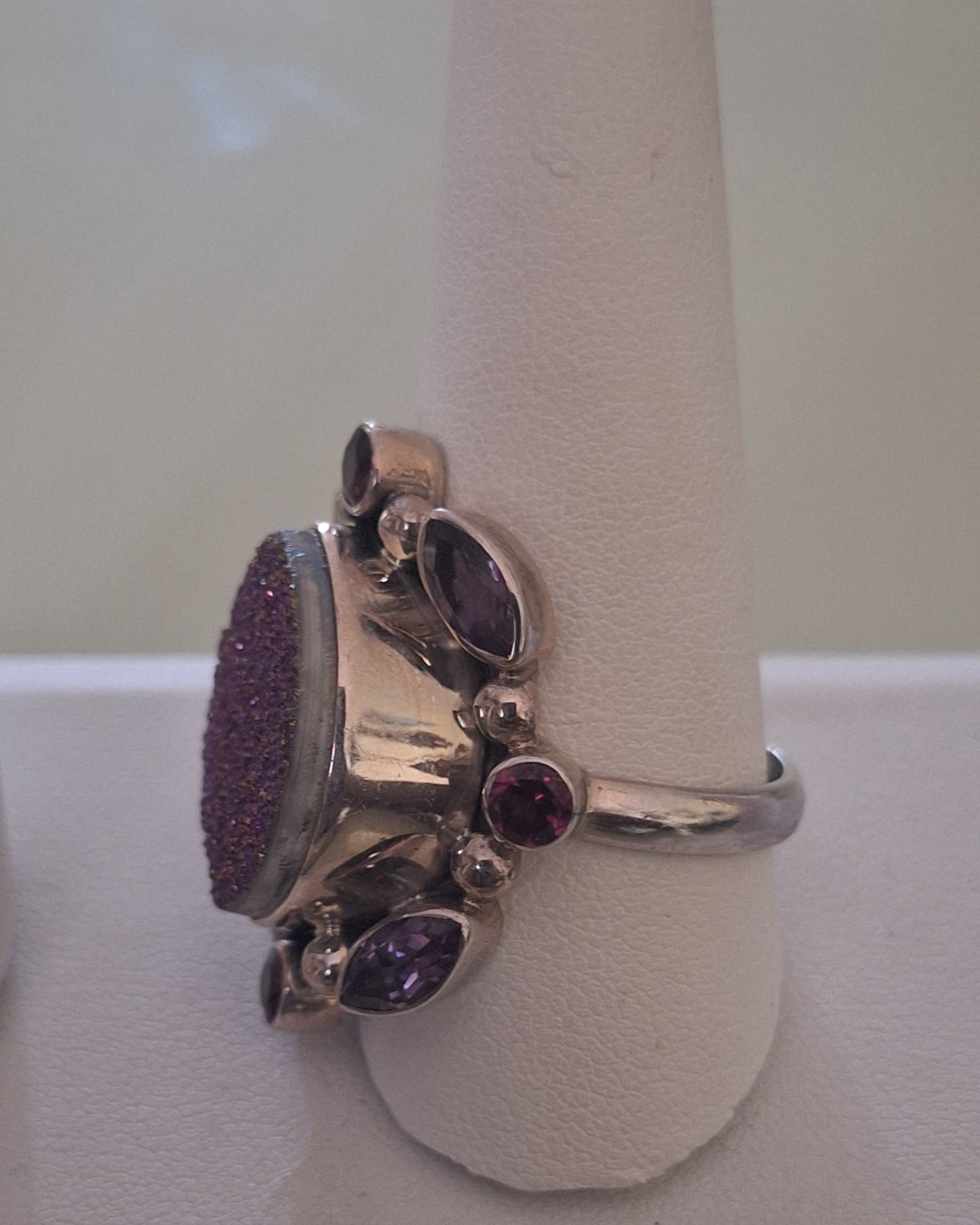 NB Druzy Quartz Amethyst Sterling Silver Ring