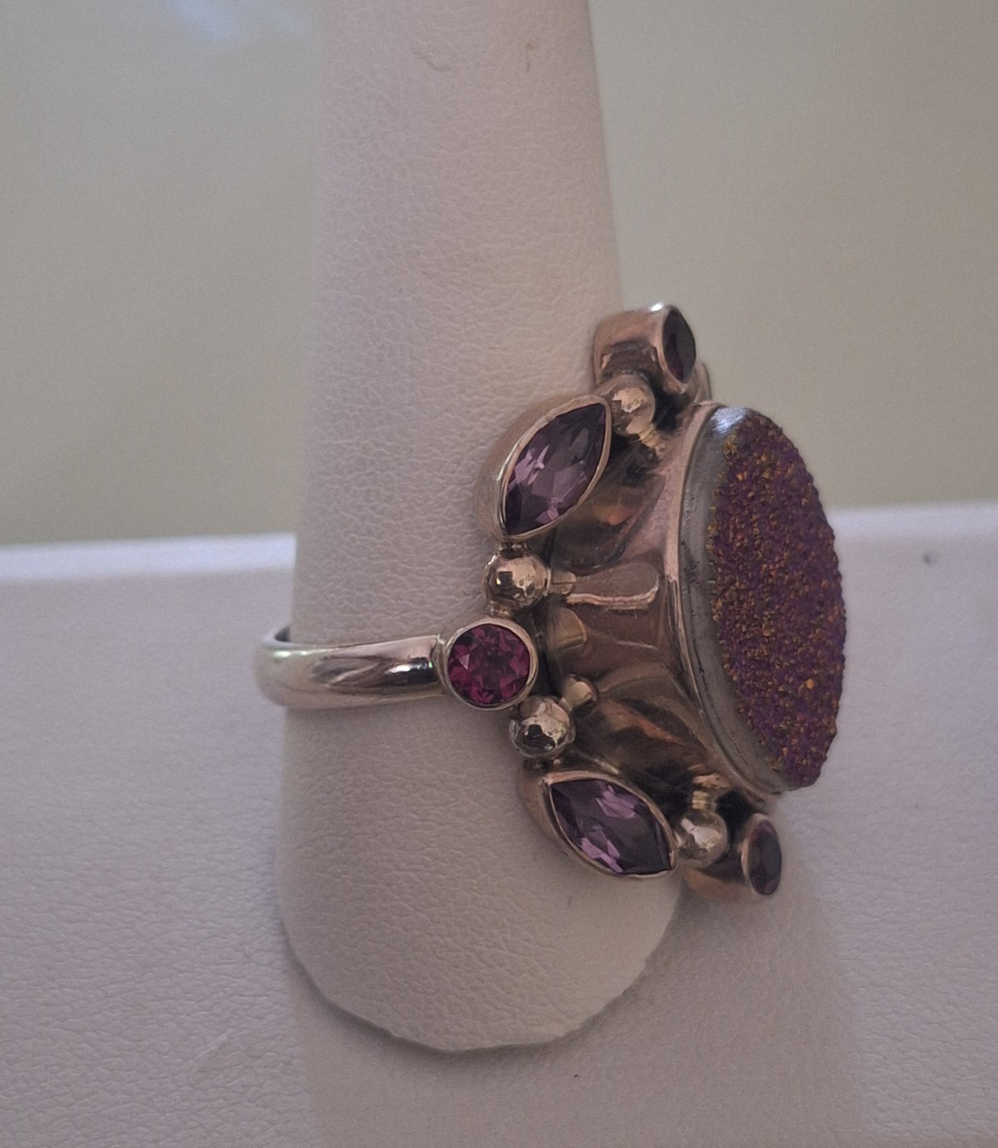 NB Druzy Quartz Amethyst Sterling Silver Ring