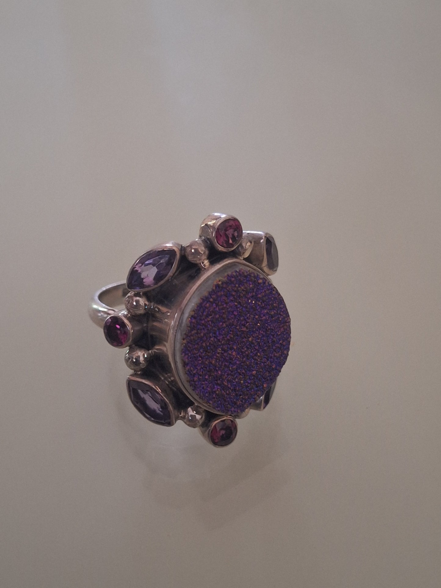 NB Druzy Quartz Amethyst Sterling Silver Ring