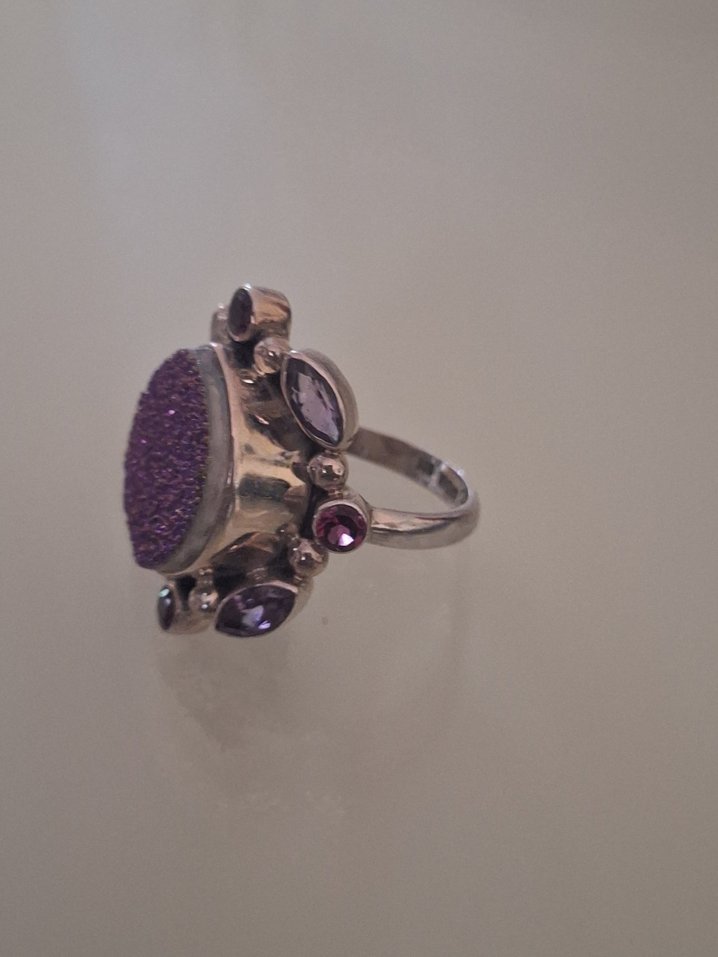 NB Druzy Quartz Amethyst Sterling Silver Ring