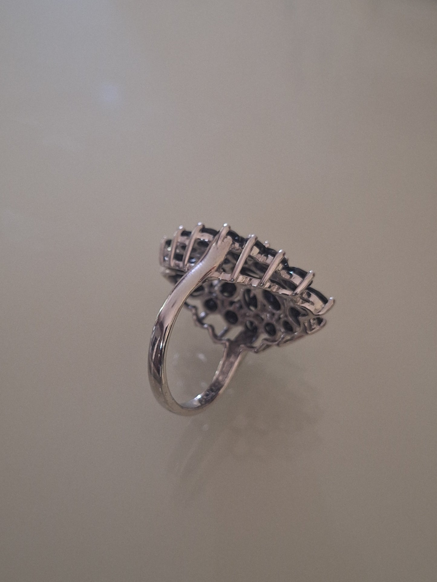 Sterling Silver Cluster Genuine Black Spinel Ring