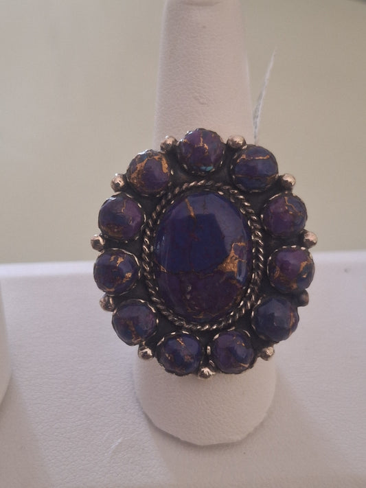 YO MARK SUGILITE CLUSTER STERLING SILVER RING