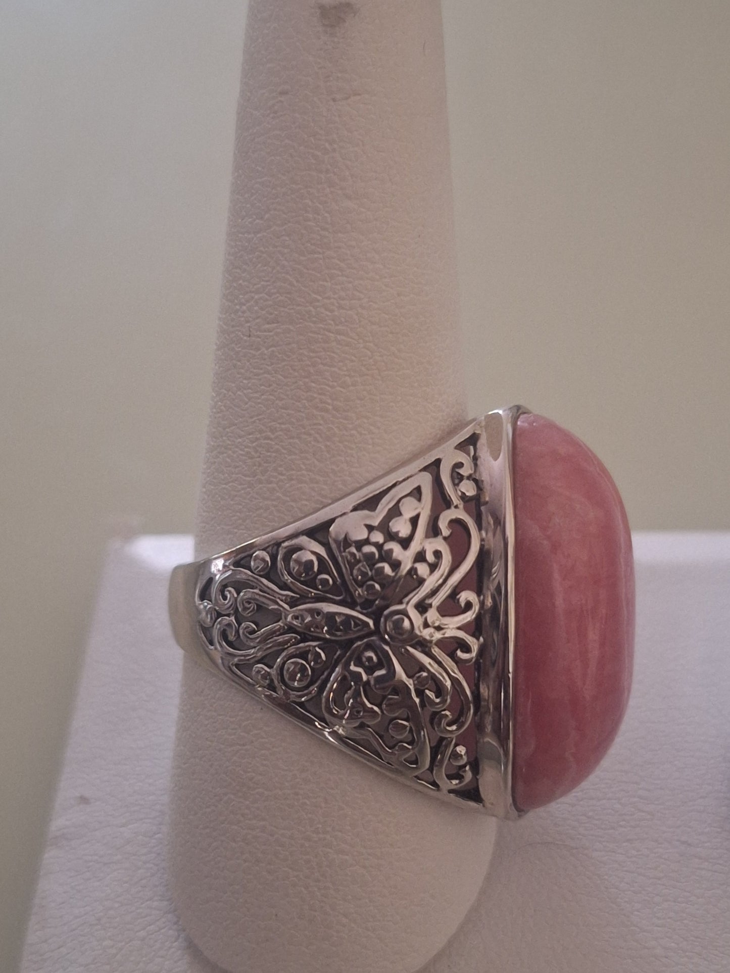 Vintage 925 Silver Rhodochrosite Ring