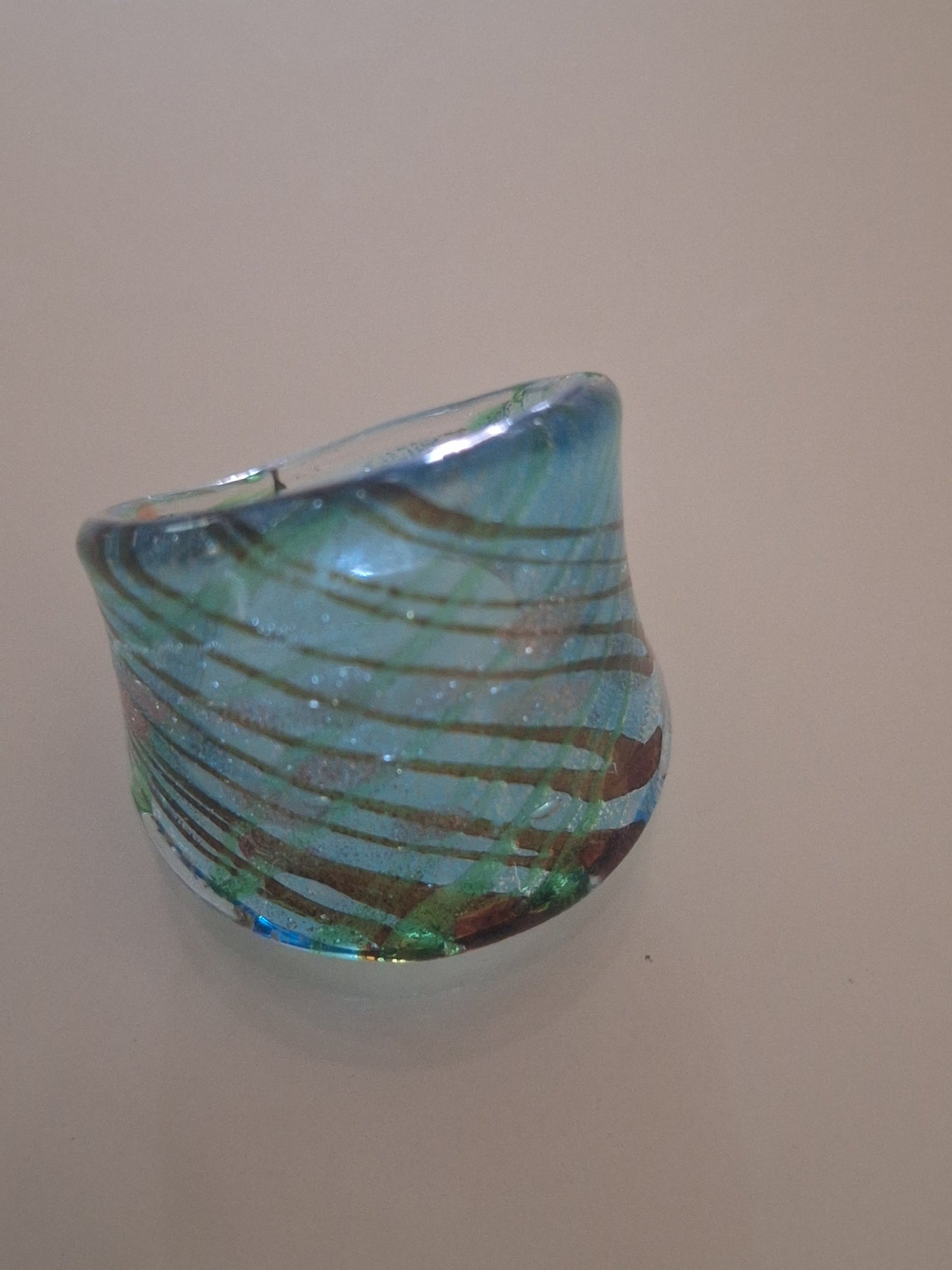 New Murano Glass Rings For Women Colorful Line Transparent Bottom Finger Rings Handmade Glass