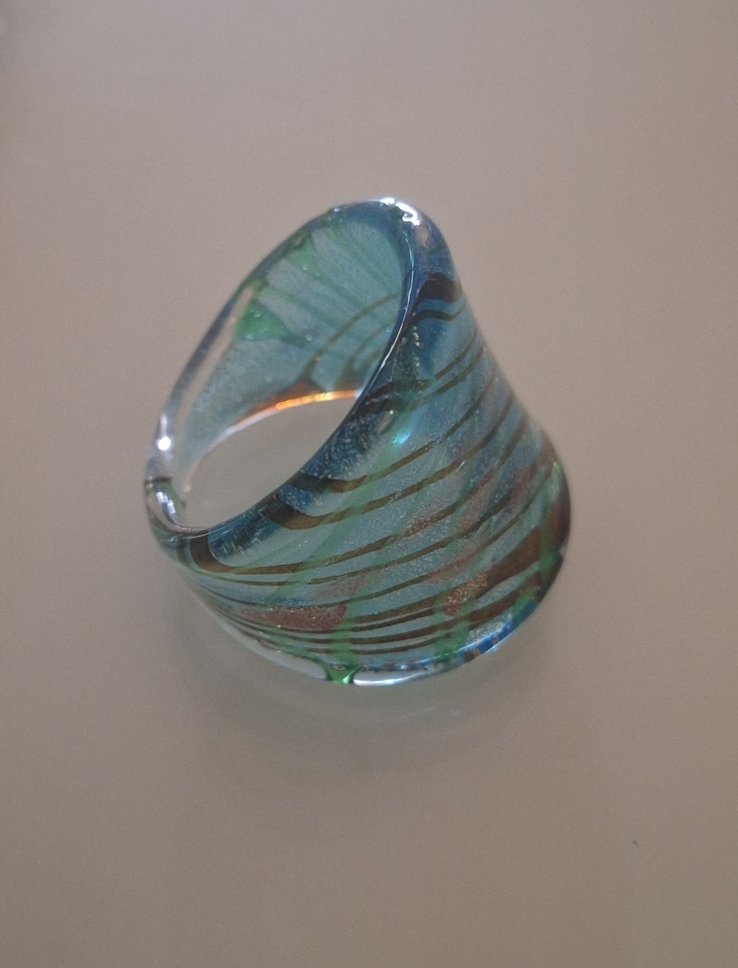 New Murano Glass Rings For Women Colorful Line Transparent Bottom Finger Rings Handmade Glass