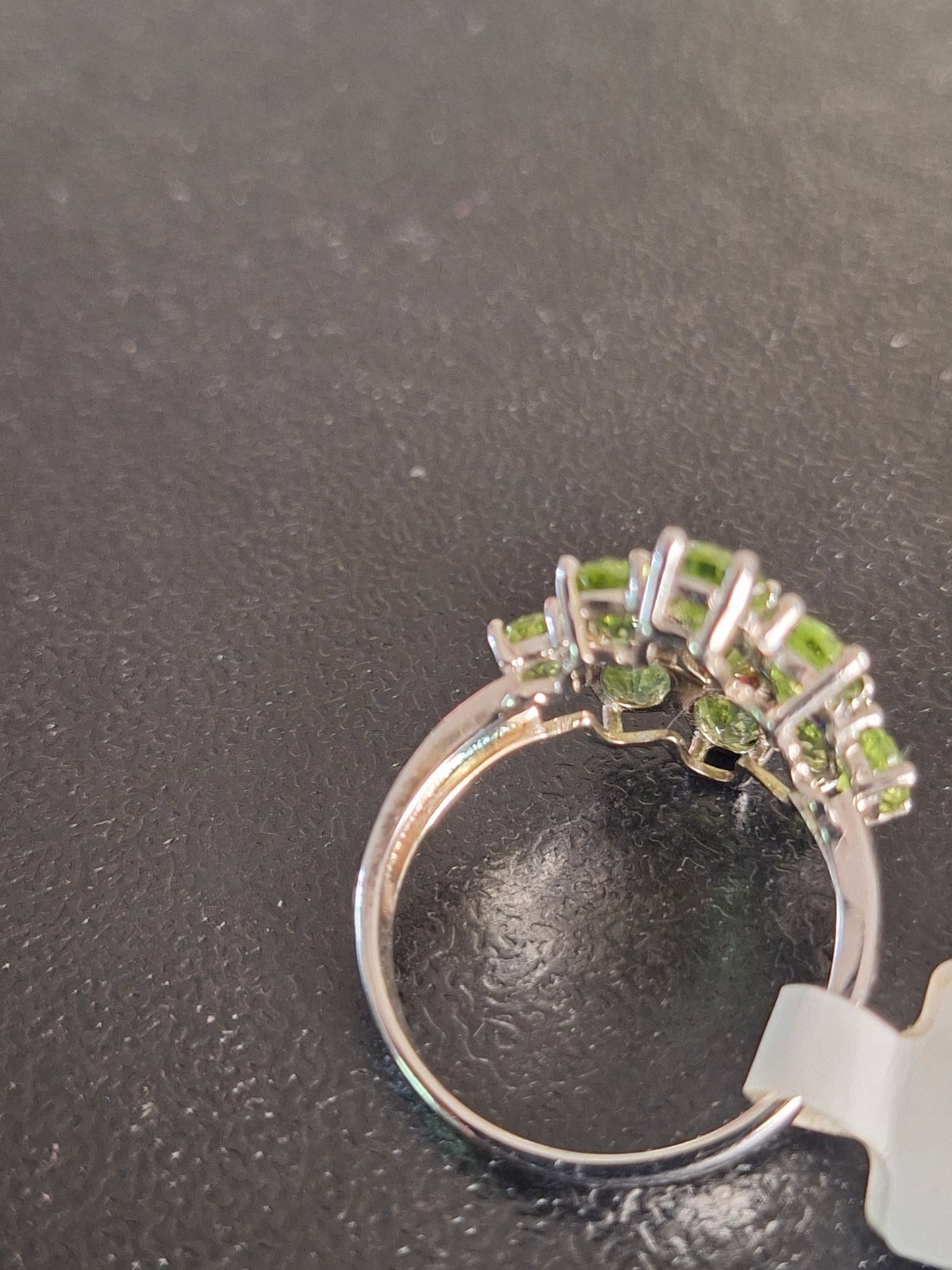 Green Peridot Rhodium Over Sterling Silver Ring