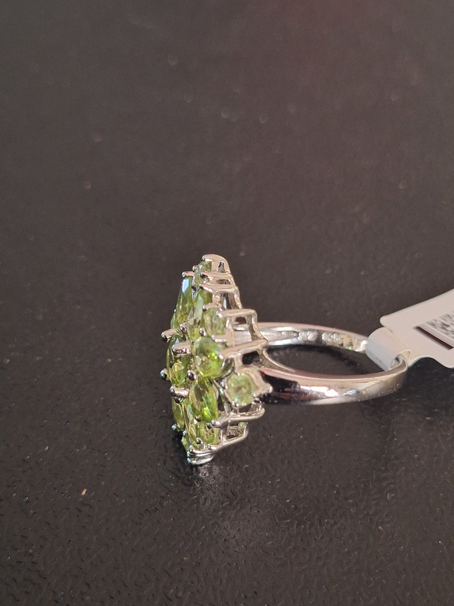 Green Peridot Rhodium Over Sterling Silver Ring