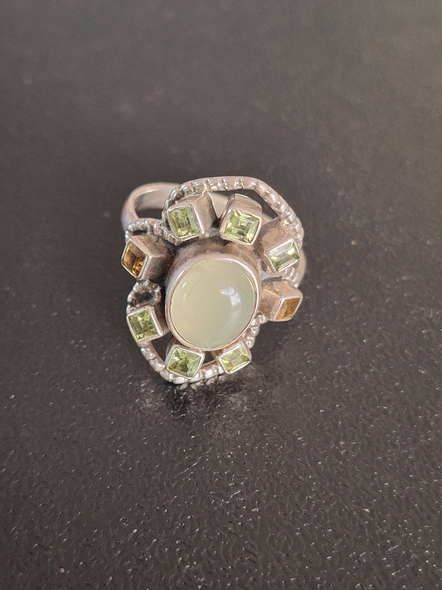 NB 925 Moonstone, Peridot and Citrine Ring