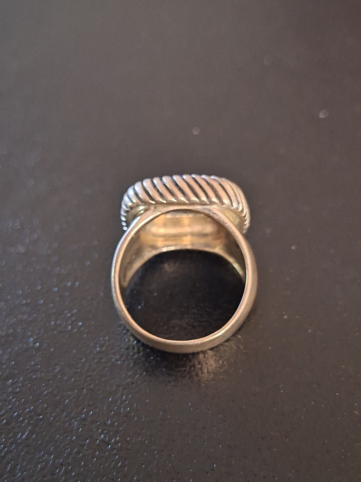 Sterling Silver Cable Style Lapis Lazuli Ring