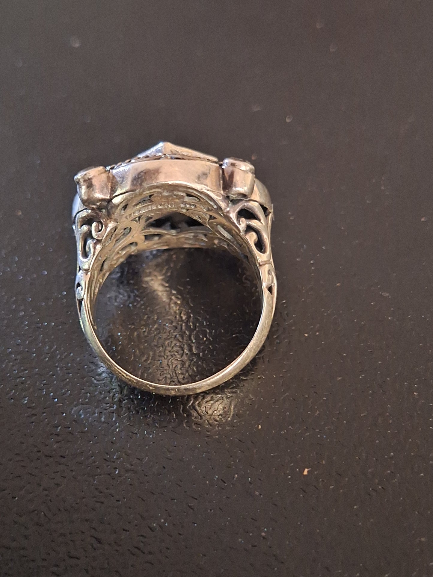 Vintage Silver 925 Aquamarine Ornate Ring