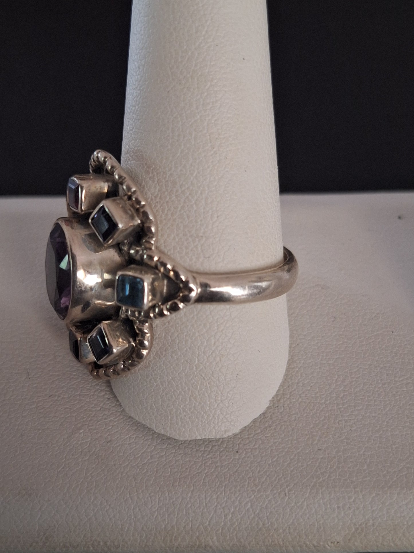Nicky Butler-Oval Faceted Amethyst & Multi Gemstone-Sterling Silver Ring