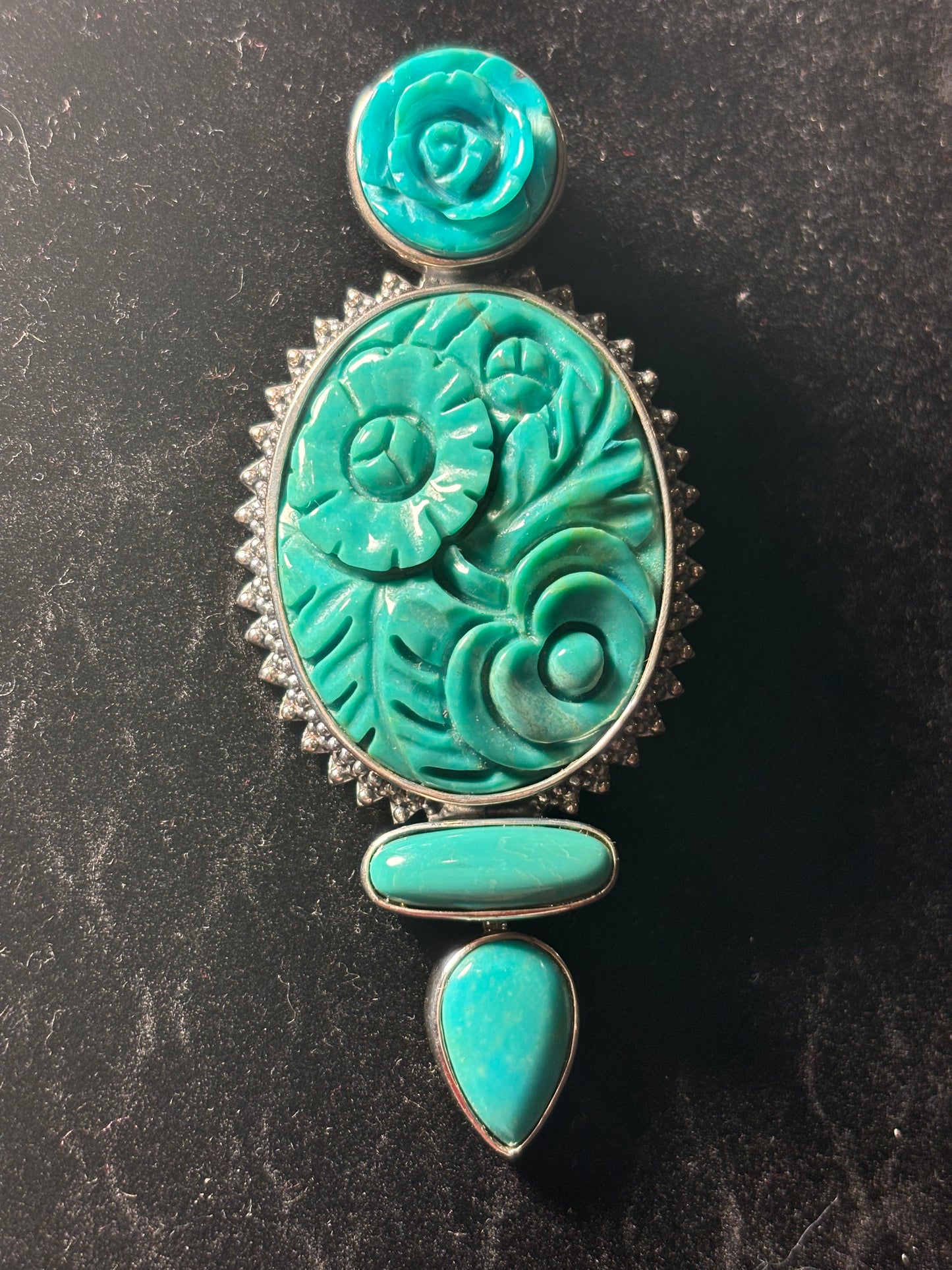 AKR Amy Kahn Russel Sterling Silver Turquoise Brooch Pin