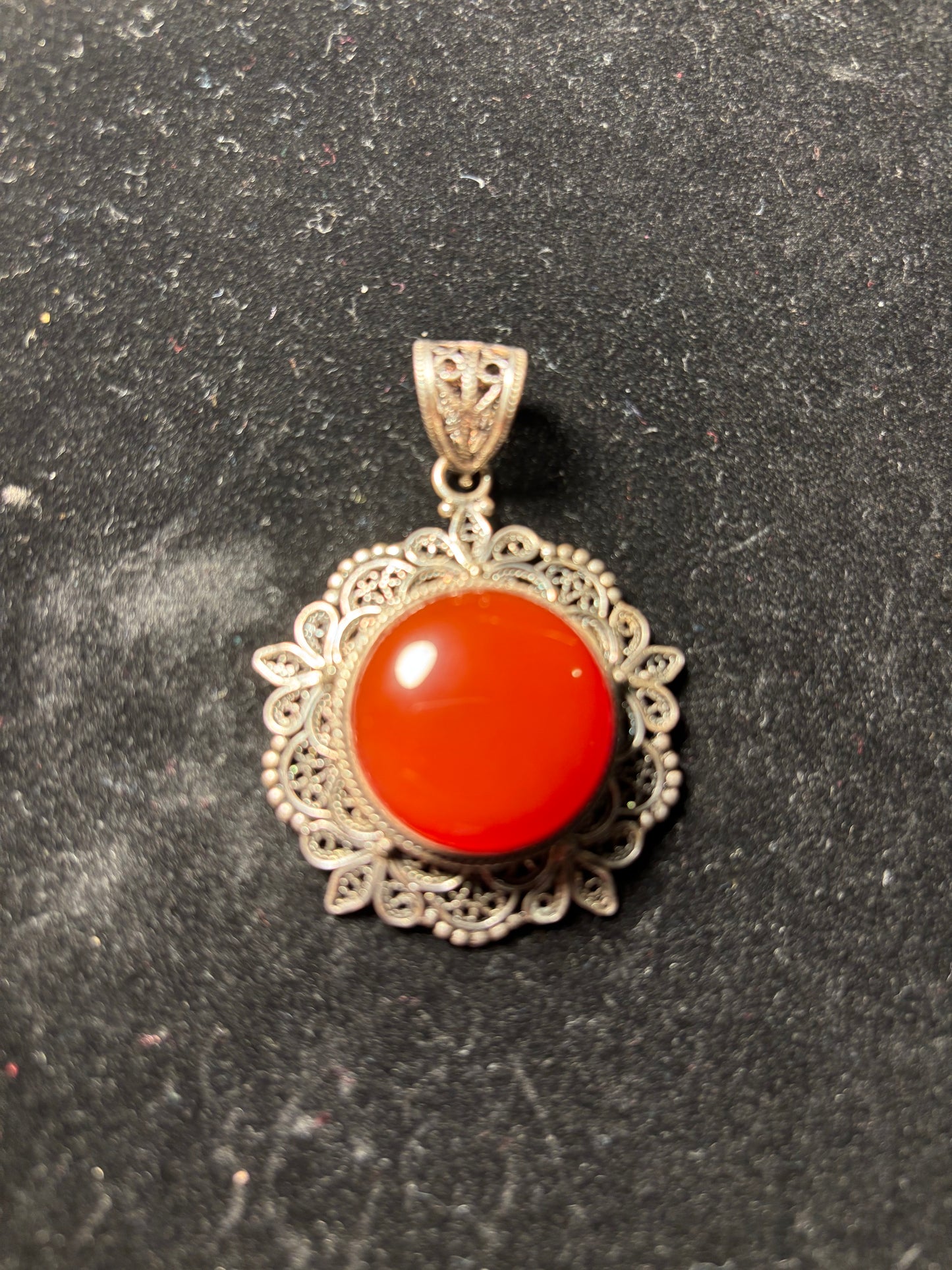 Sterling Silver Filigre Gemstone Large Pendant Turkey