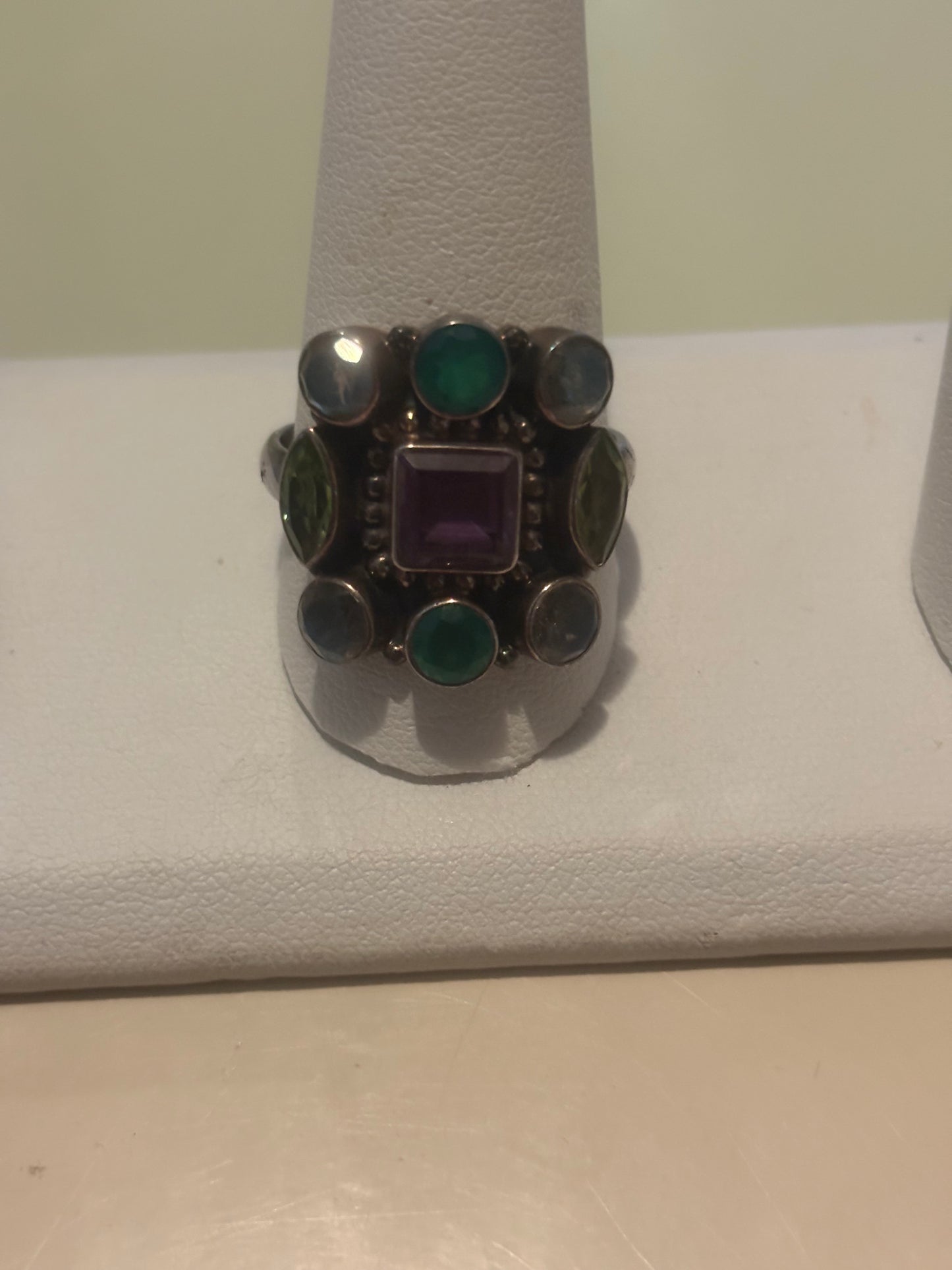 Nicky Butler Sterling Silver, Moonstone, Amethyst, Peridot Ring
