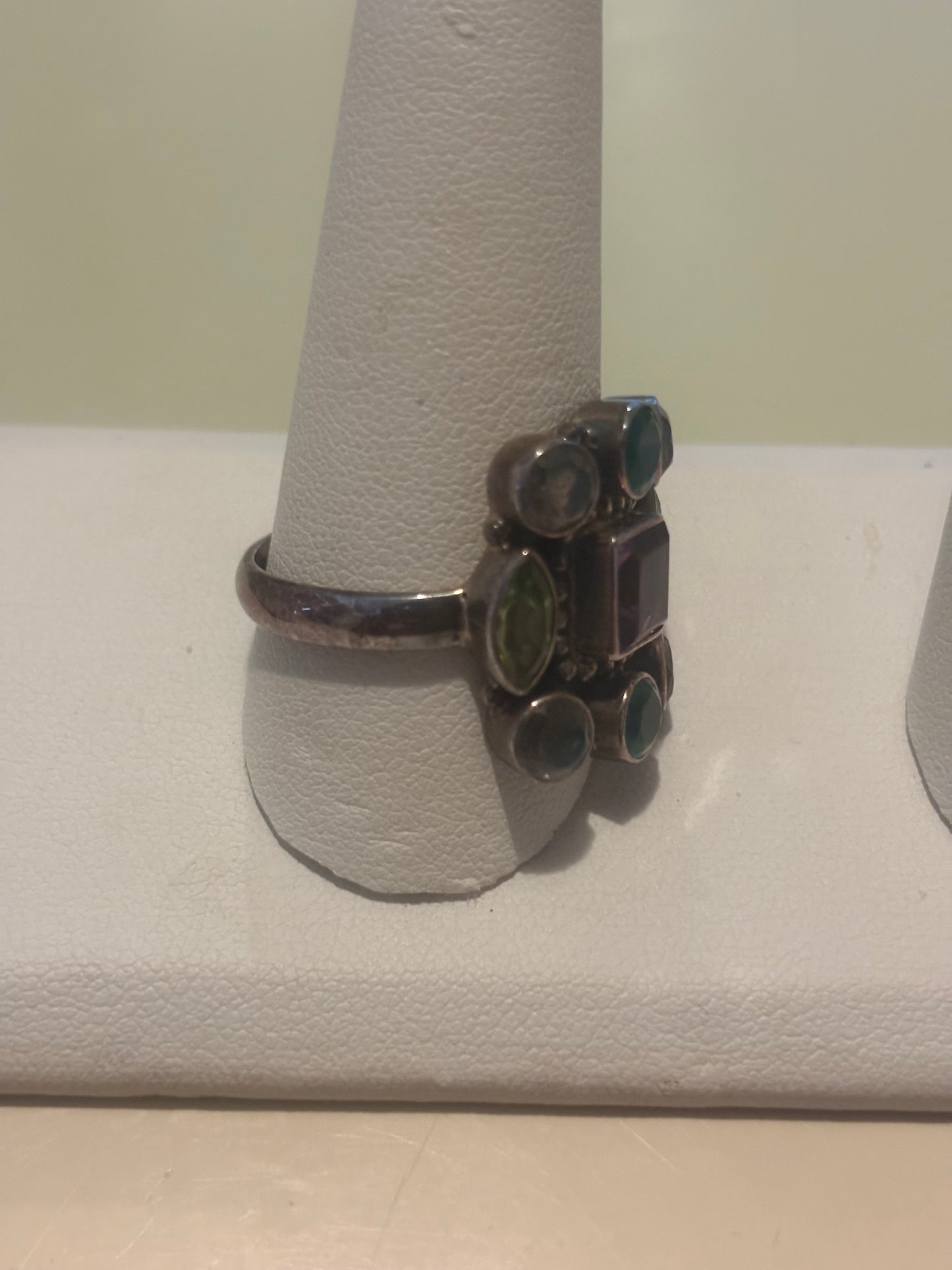 Nicky Butler Sterling Silver, Moonstone, Amethyst, Peridot Ring