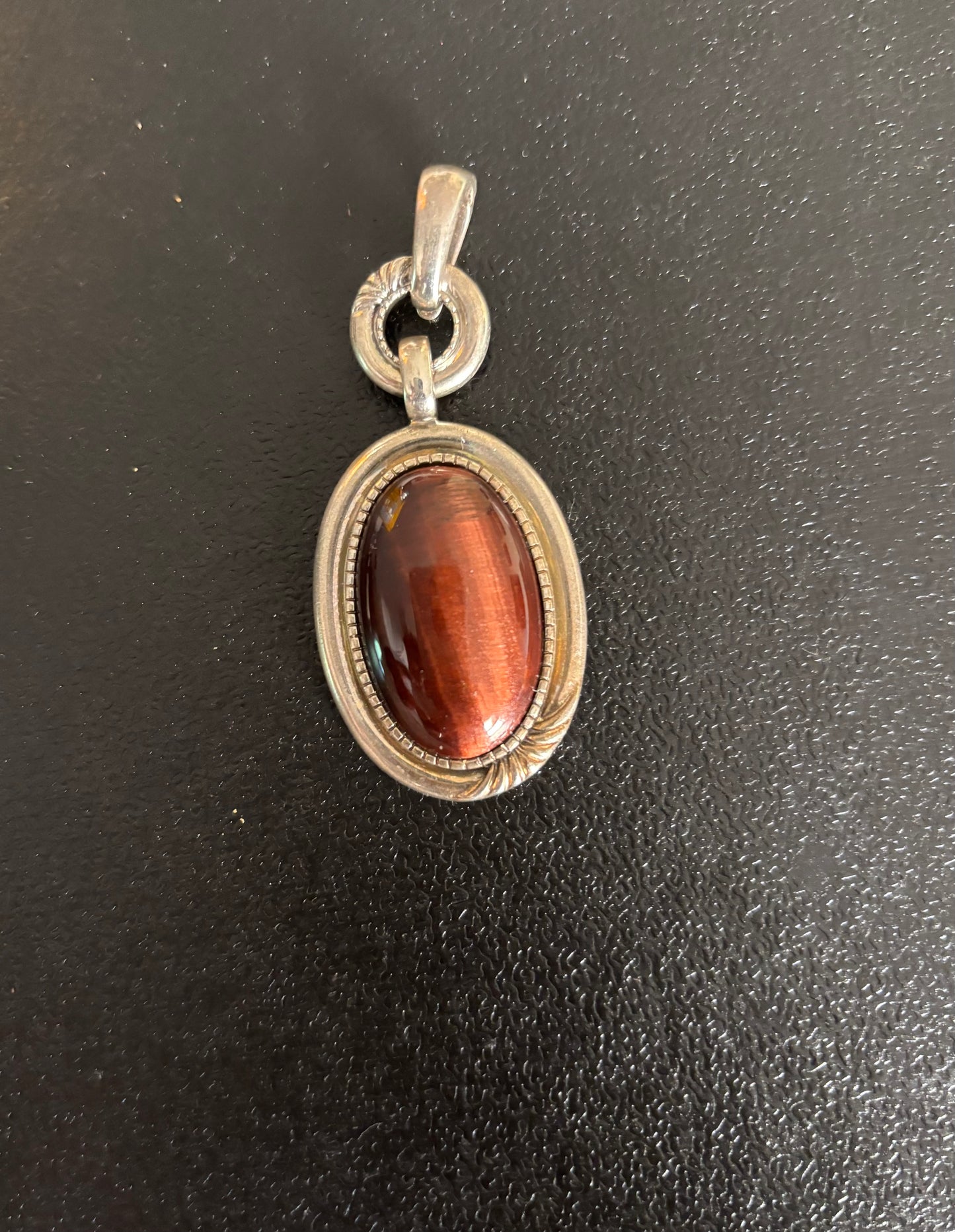 Whitney Kelly WK Sterling Silver Large Oval Tigers Eye Slide Pendant.