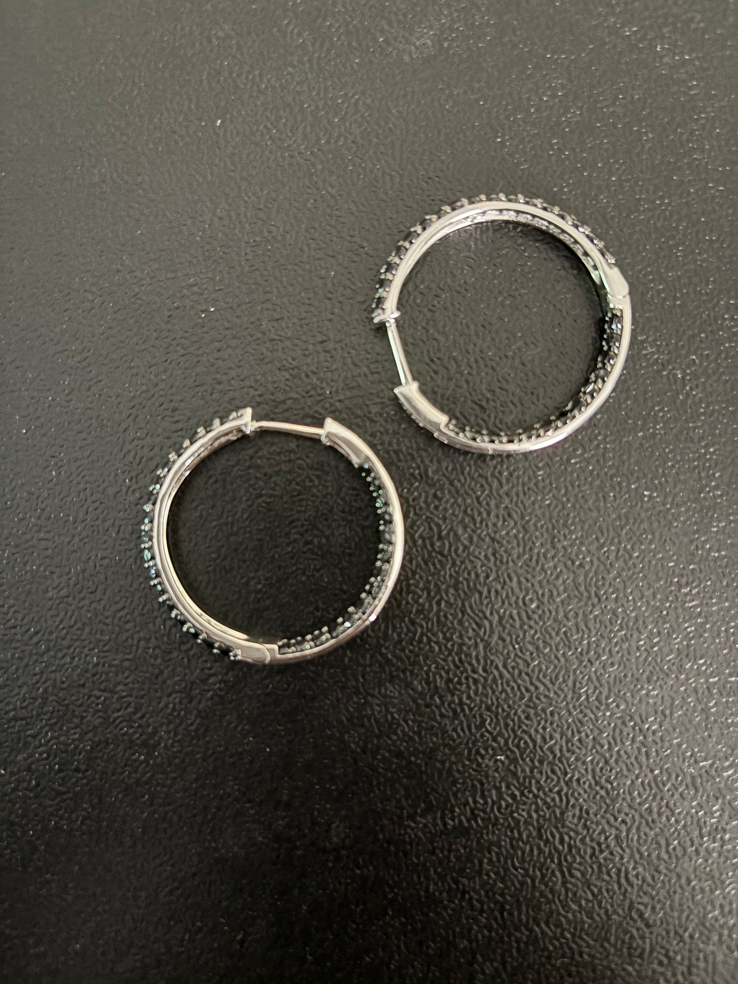 Black Spinal 4.50CTW Round, Sterling Silver Inside Out Hoop Earrings