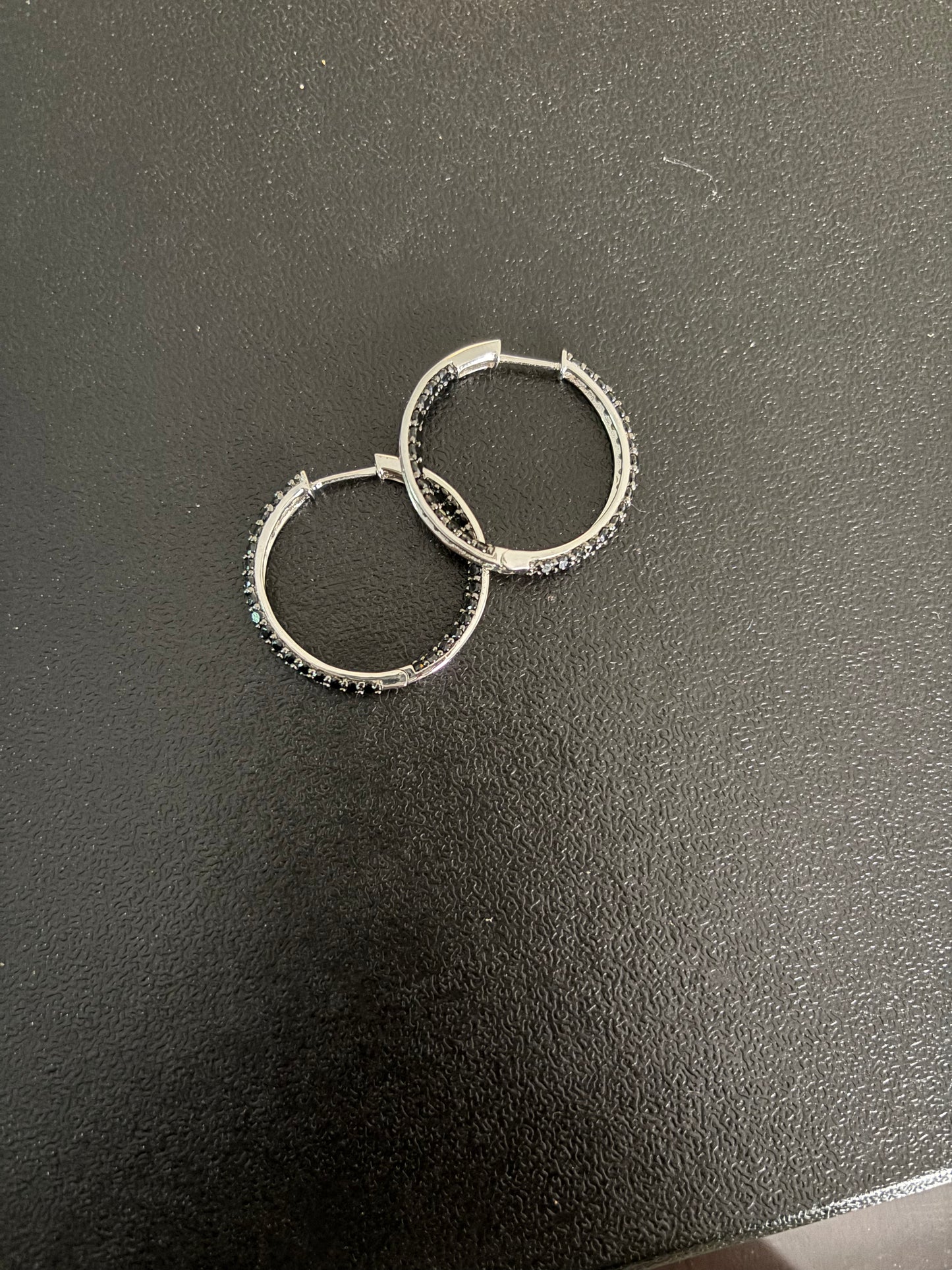 Black Spinal 4.50CTW Round, Sterling Silver Inside Out Hoop Earrings