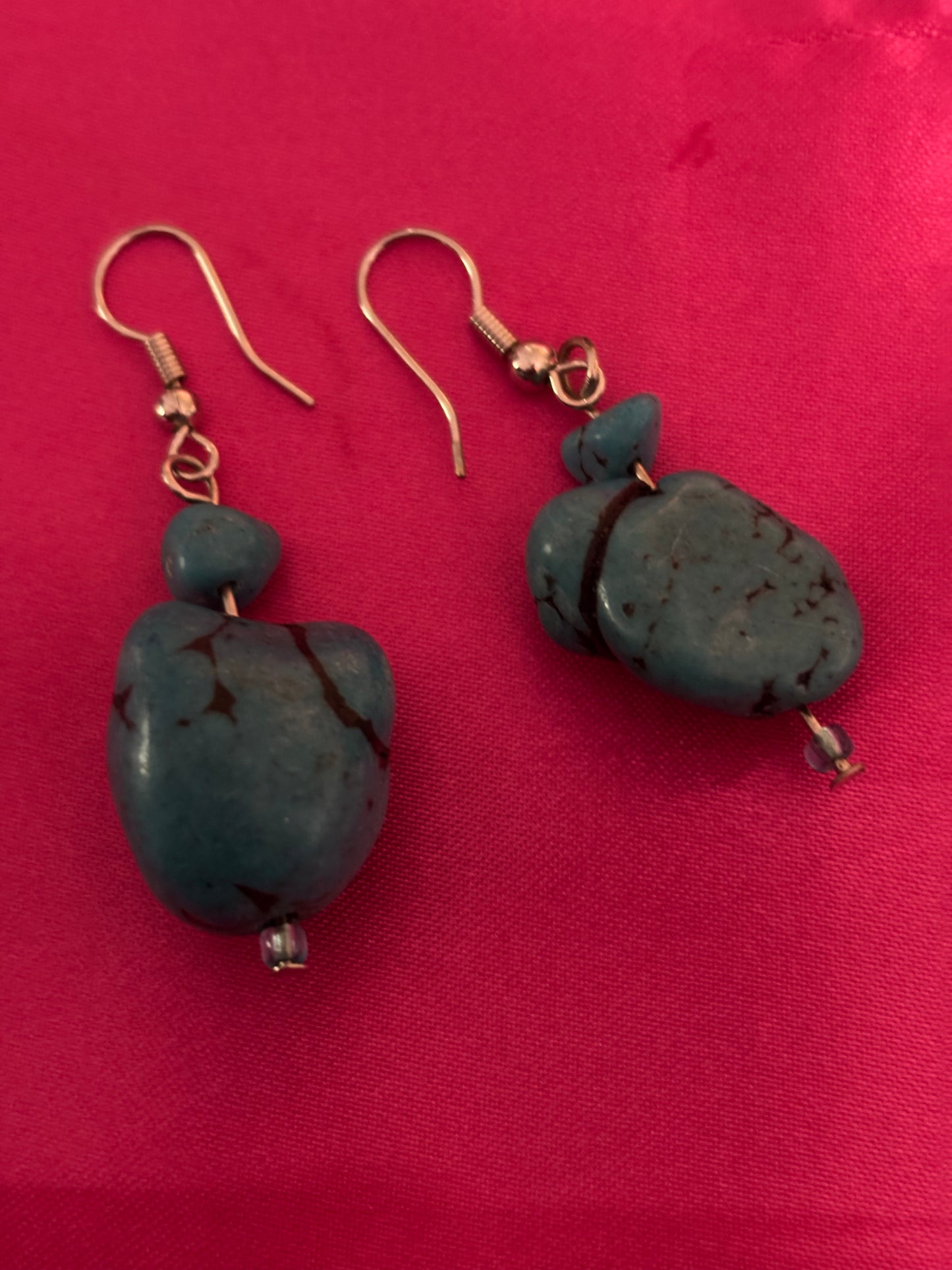 TURQUOISE Blue nugget Earring Vintage drop dangle