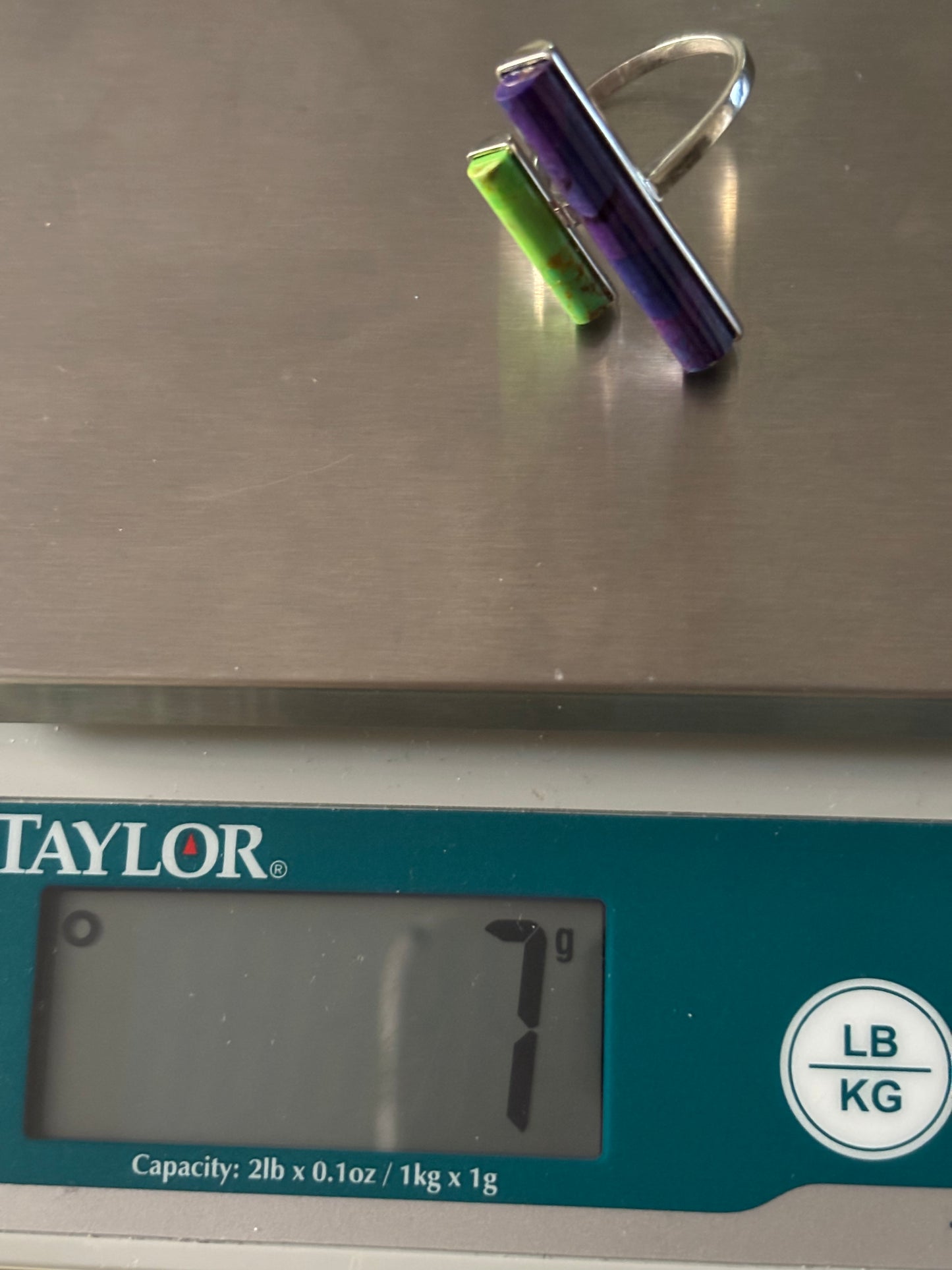 Jay King Sterling Silver Modernist Charoite & Gaspiete Ring