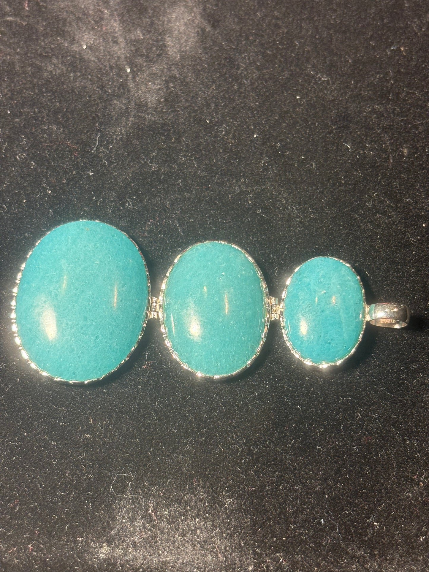Vintage Sterling Silver Green Onyx & Pearl Pendant S
