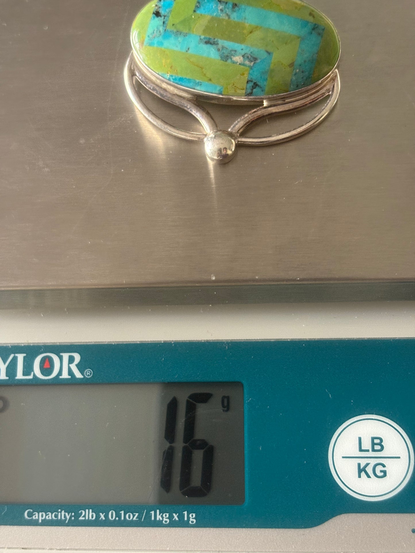 Gaspite and Turquoise Sterling Silver Pendant